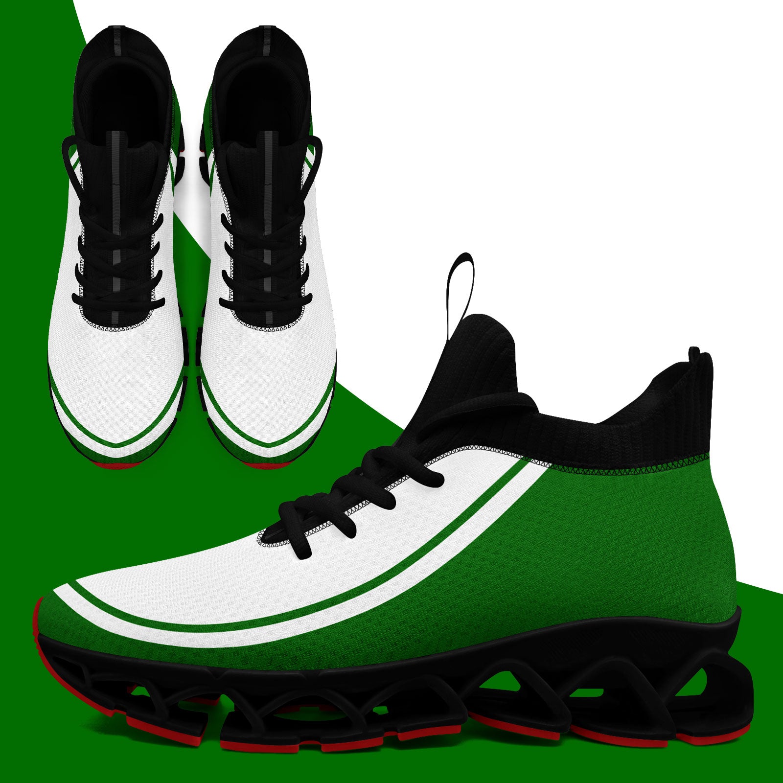 Custom Green & White Maxsoul Personalized Sneakers - Breathable Comfort Shoes for Men & Women | Perfect for Running, Gym Workouts & Casual Wear (Style: FN030XD D020388)