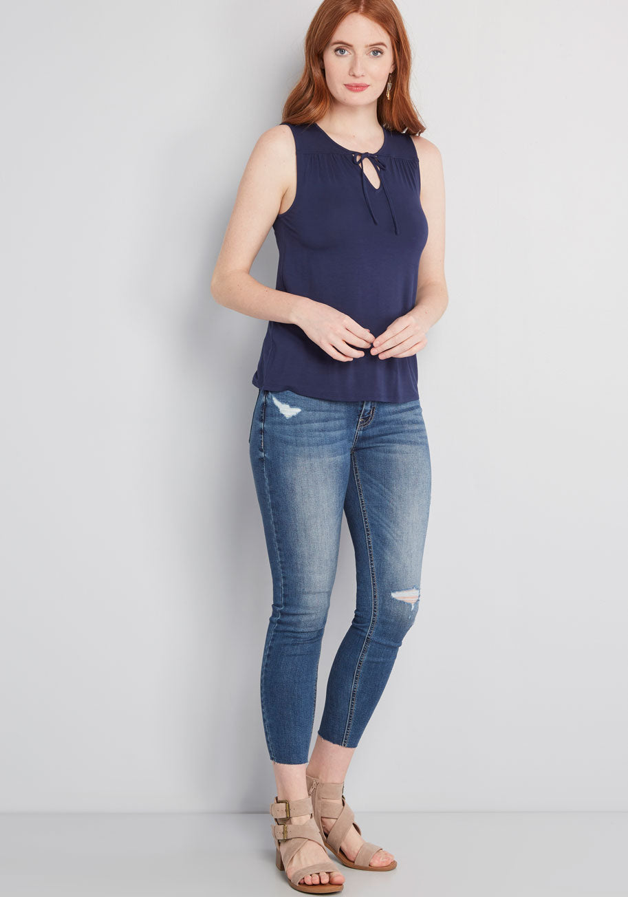 Familiar Feeling Sleeveless Top - Women's Casual Summer Tank Top | Breathable & Comfortable for Outdoor Activities, Yoga, and Beach Wear