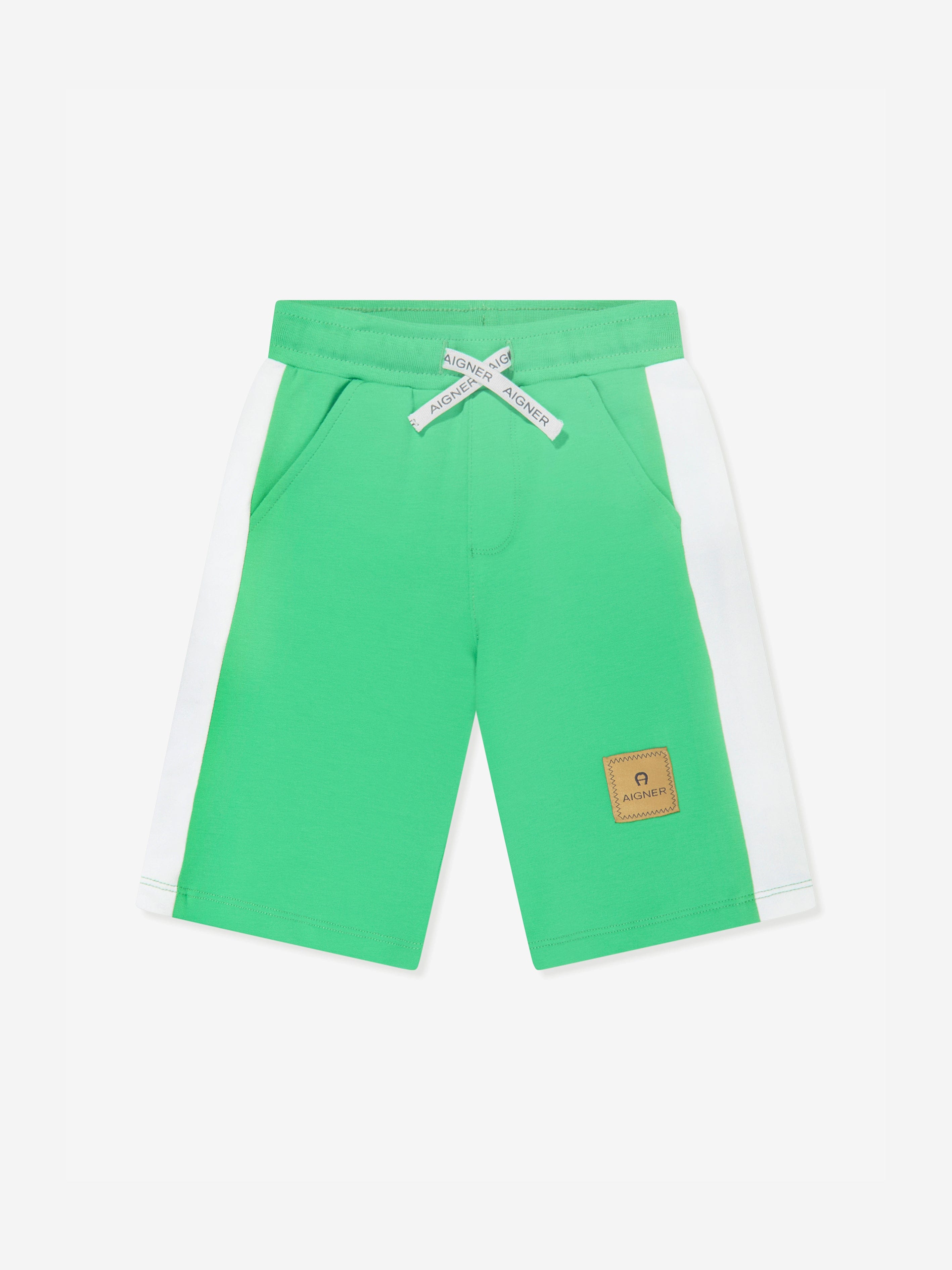 Aigner Boys Logo Bermuda Shorts - Green Cotton Casual Shorts for Kids | Perfect for Summer, Beach, and Outdoor Activities