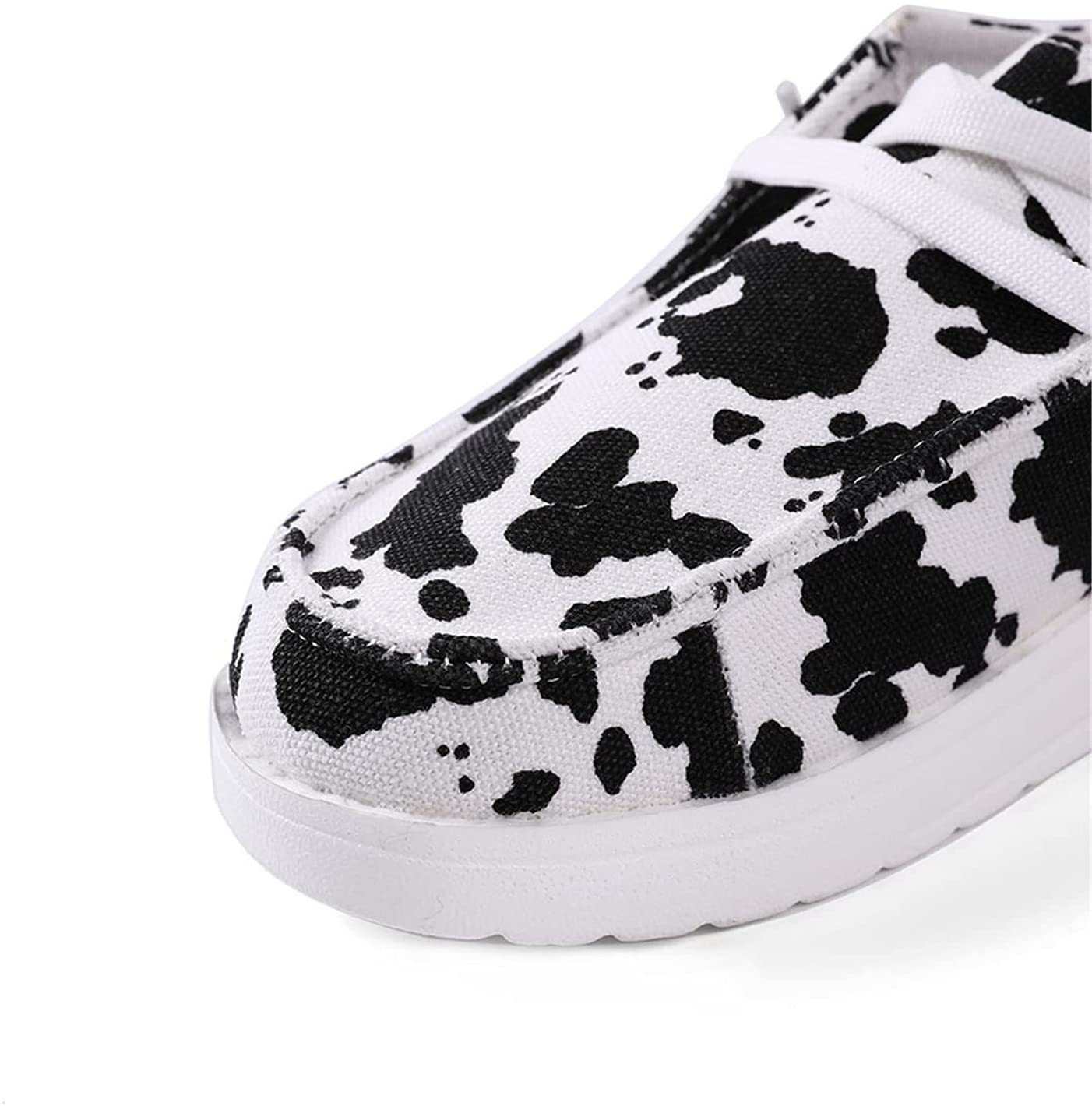 **RACHAPE Women's Cow Print Canvas Slip-On Sneakers - Comfortable Loafers for Casual Wear, Office & Daily Outfits**