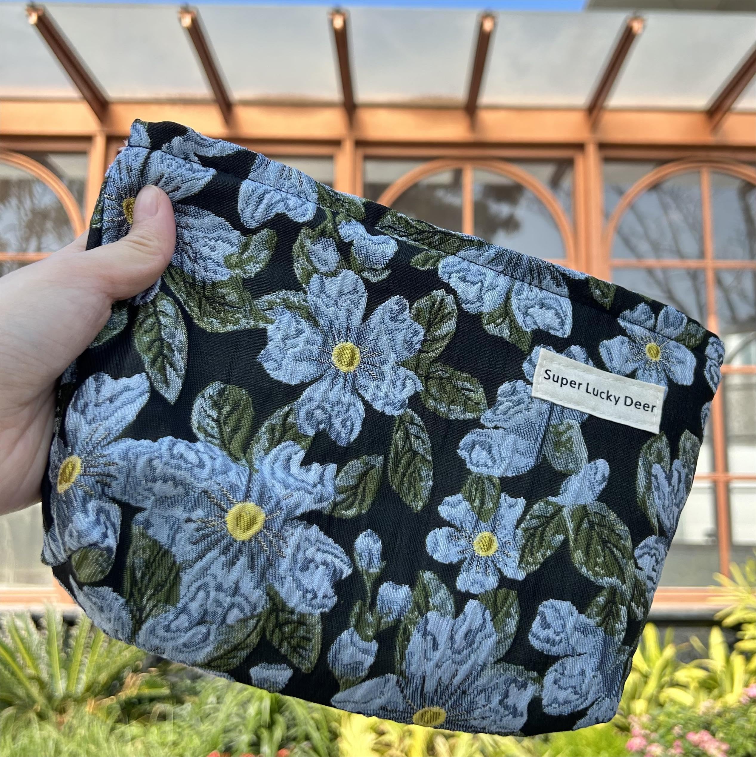 Floral Makeup Bag for Women - Large Capacity Travel Cosmetic Organizer Pouch, Stylish Toiletry & Skincare Bag with Camellia Design | Perfect for Travel, Gym, and Daily Beauty Essentials