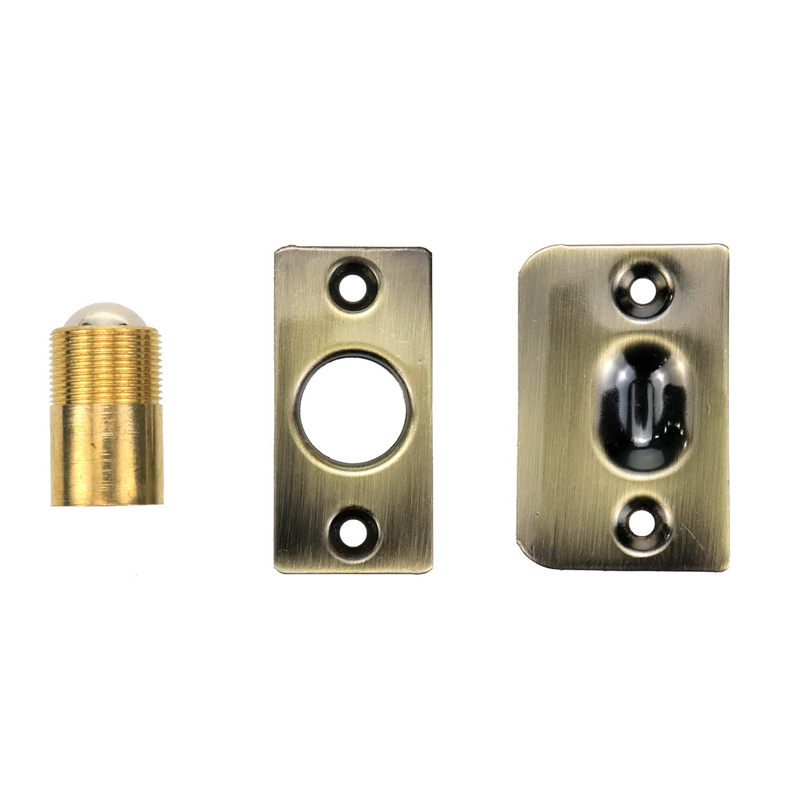 Dasunny 4-Pack Adjustable Ball Catch Door Locks with Strike Plate - Stainless Steel Brushed Bronze Cabinet & Closet Hardware for Smooth Door Closing (Ideal for Bedroom, Bathroom & Office Cabinets)