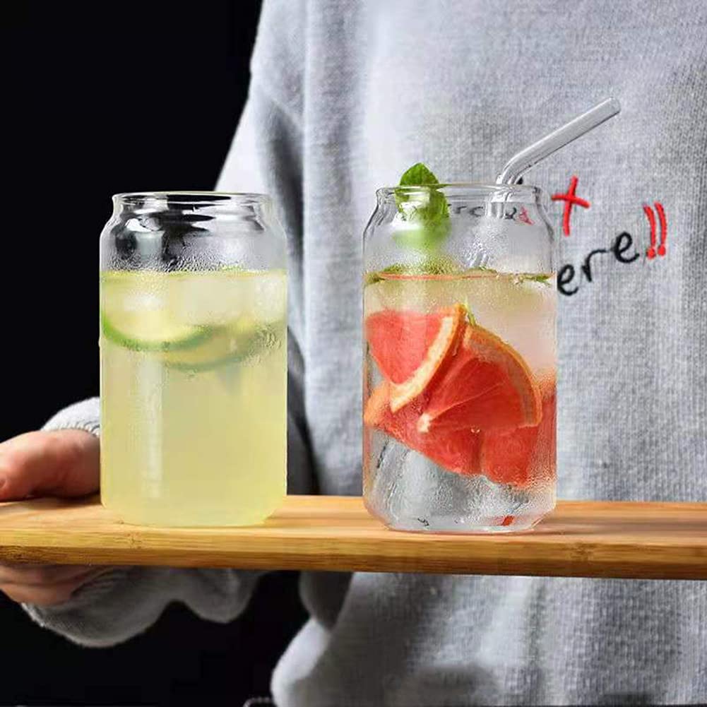 2-Pack 13.4Oz Clear Beer Can Shaped Glasses - Thin Highball Tumbler Cups for Cocktail, Whiskey, Coffee & Wine - Perfect for Parties, Bars & Home Entertaining