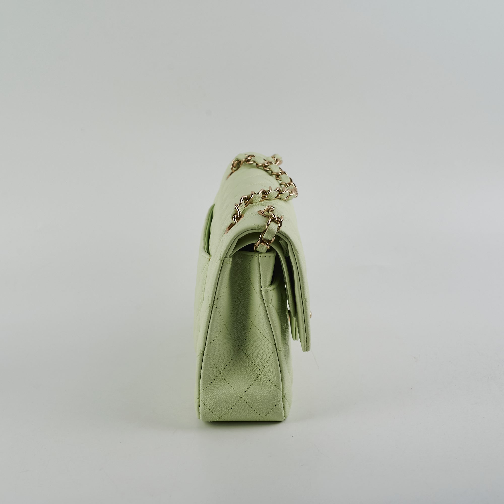 Chanel Medium Caviar Leather Double Classic Flap Bag in Light Green - Luxury Designer Handbag for Women, Perfect for Parties, Weddings & Everyday Elegance
