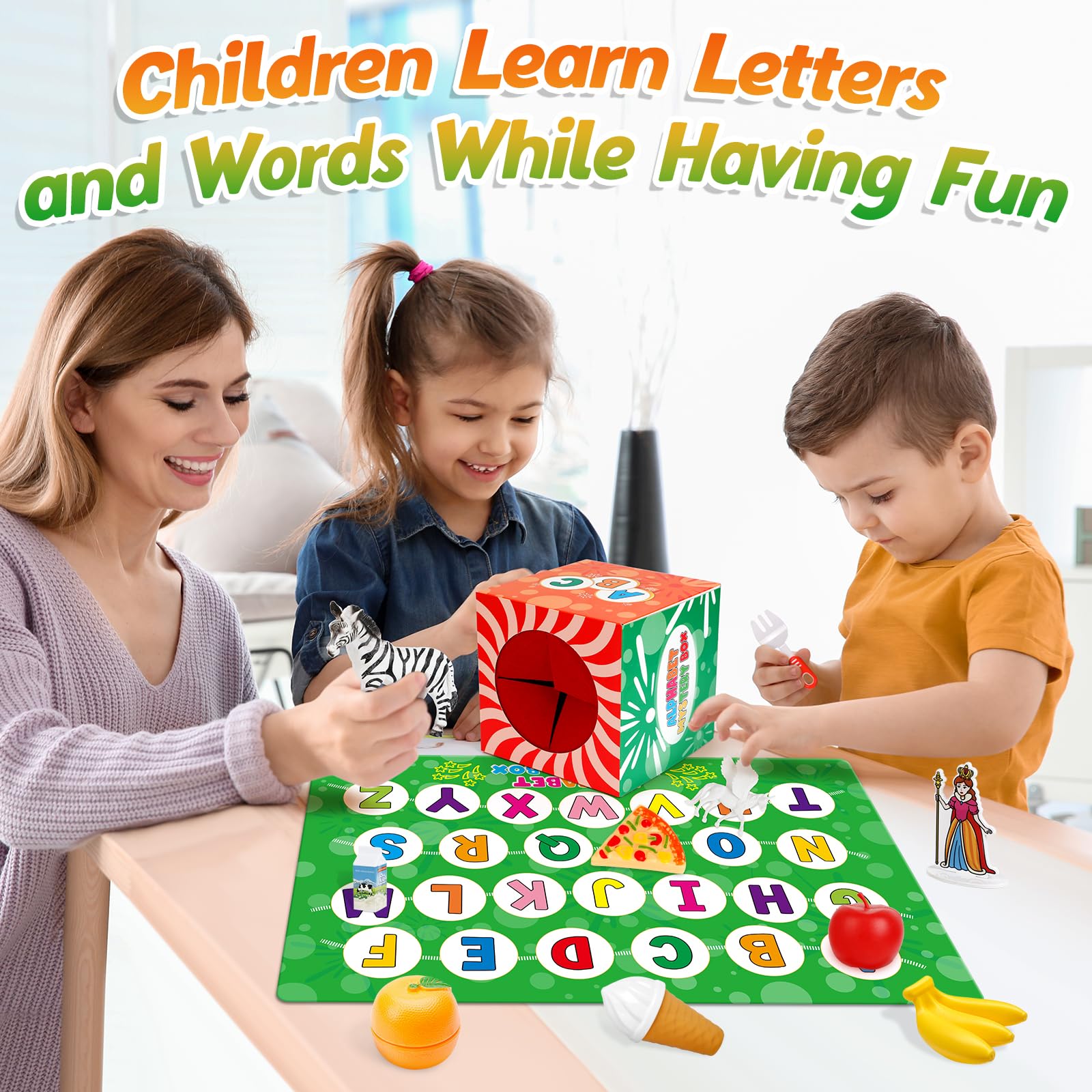 **26-Piece Alphabet Mystery Box for Kids - ABC Learning Toys, Letter Sorting & Matching Games for Toddlers, Speech Therapy & Fine Motor Skills Toys for Preschool & Kindergarten Classrooms - Perfect for Early Learning & Classroom Activities**