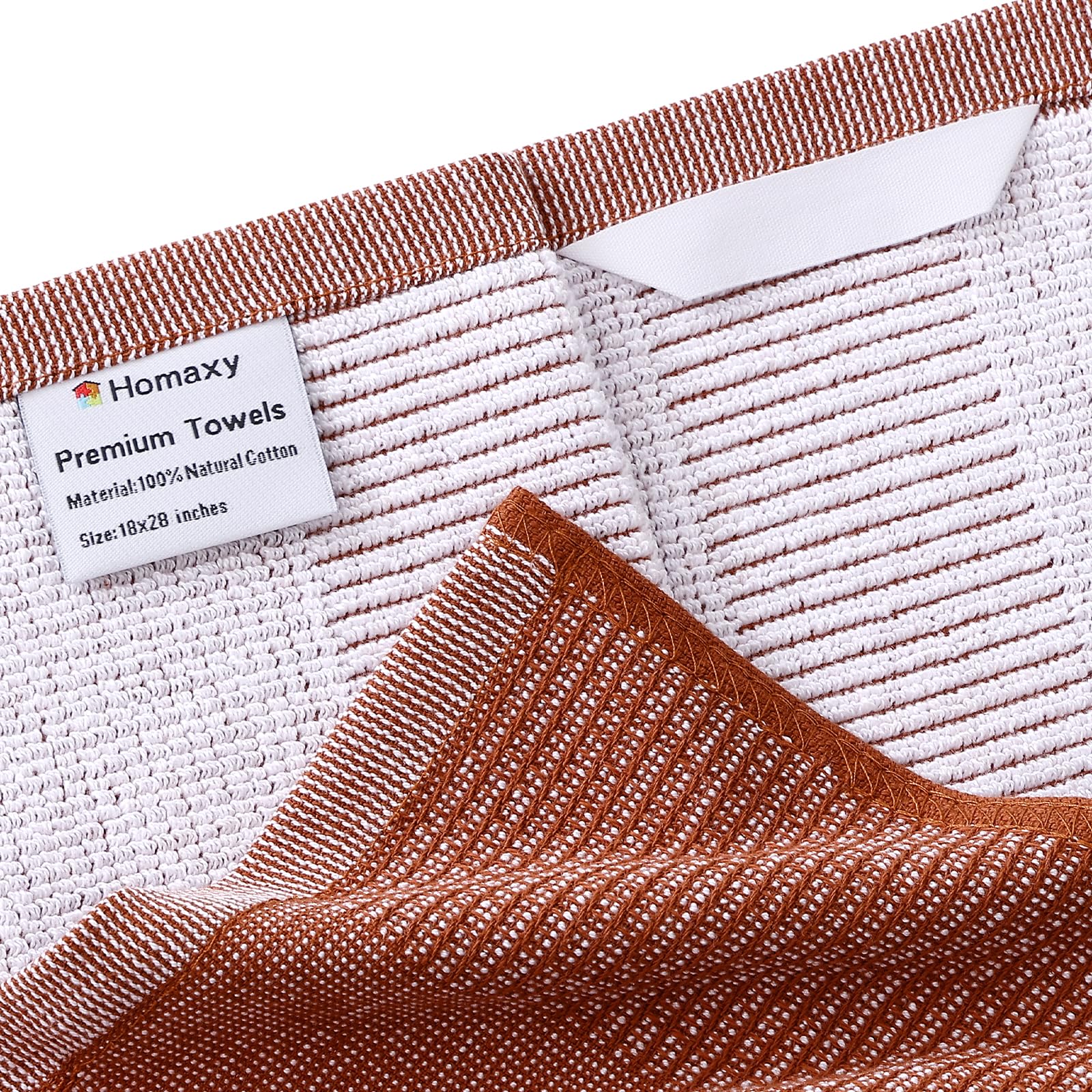Homaxy Premium Kitchen Towels (18”x 28”, 6 Pack) - Ultra Absorbent Cotton Dish Towels for Kitchen & Bathroom | Heavy Duty 380 GSM Tea Towels with Hanging Loop | Perfect for Cooking, Cleaning, Drying Dishes & Rust Prevention