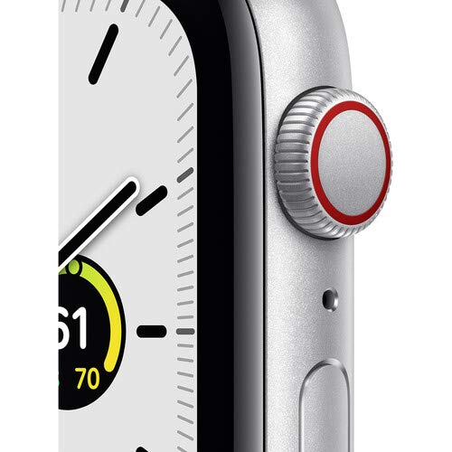Apple Watch SE (GPS + Cellular, 44mm) - Silver Aluminum Case with White Sport Band (Renewed Premium) | Smartwatch for Fitness Tracking, Calls & Notifications | Perfect for Running, Swimming & Daily Wear