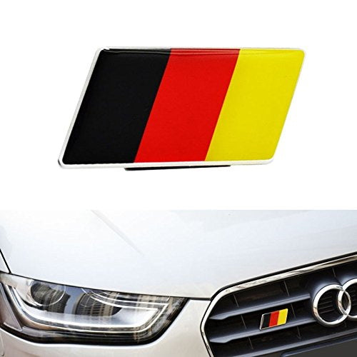 Germany Flag Car Grille Emblem Badge - Fit for Audi, Volkswagen, Porsche & More | Chrome Plated Metal Decoration for Auto Front Grill | Perfect for Car Shows, German Car Enthusiasts & Patriotic Decor