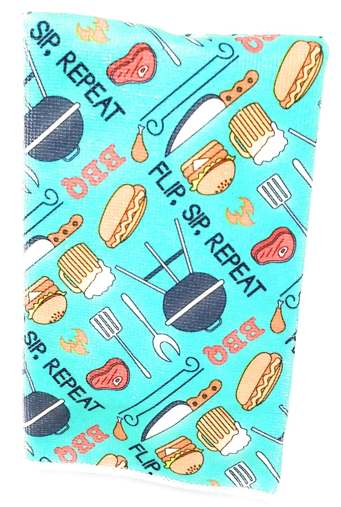 Premium BBQ Themed Kitchen Towels - Absorbent & Durable Home Collection for Cooking, Grilling & Entertaining - Flip, Sip, Repeat Design