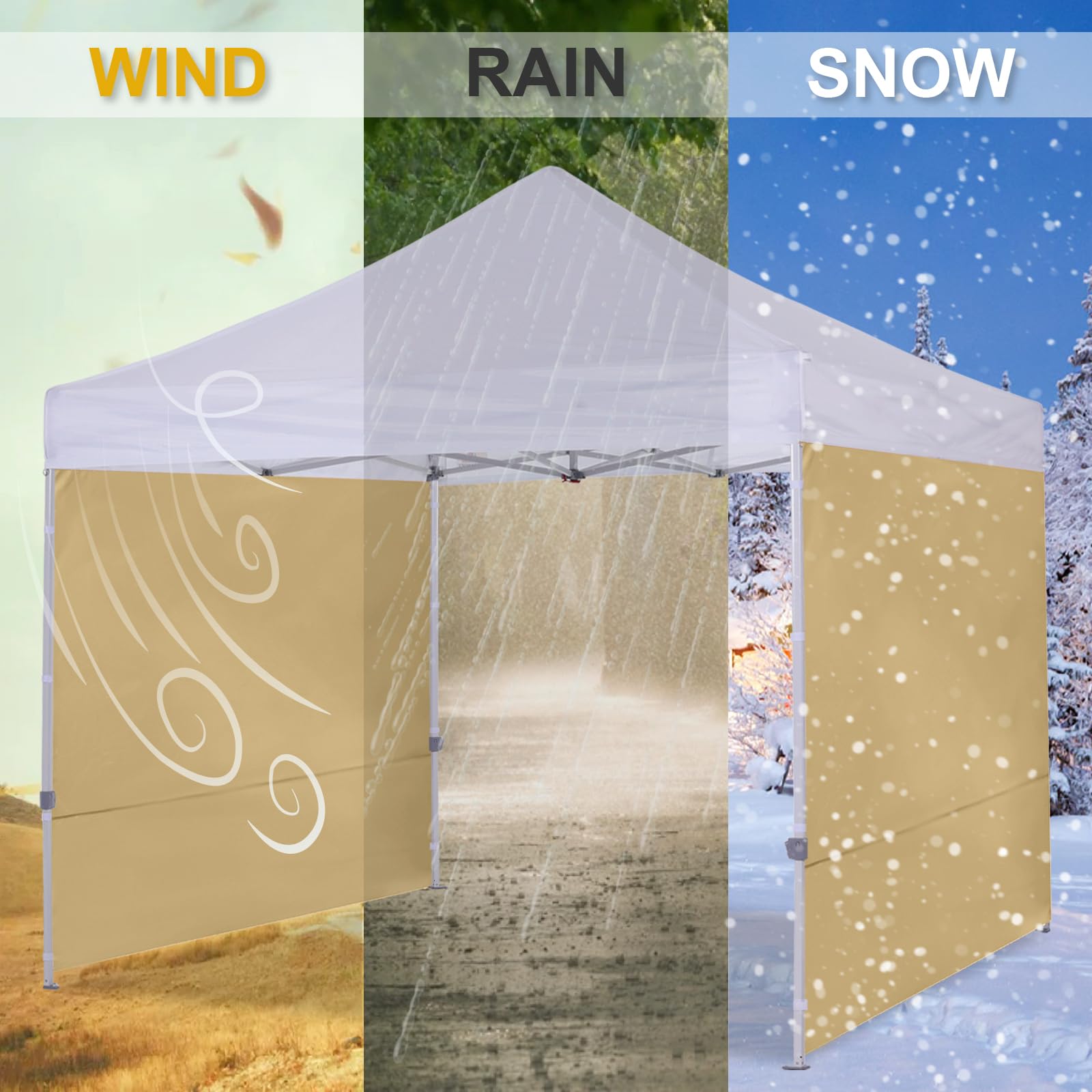 COOSHADE 10x10 Instant Canopy SunWall - Beige Pop Up Tent Side Panel (1 Pack) | UV Protection & Privacy Screen for Outdoor Events, Beach, Camping, Backyard Parties