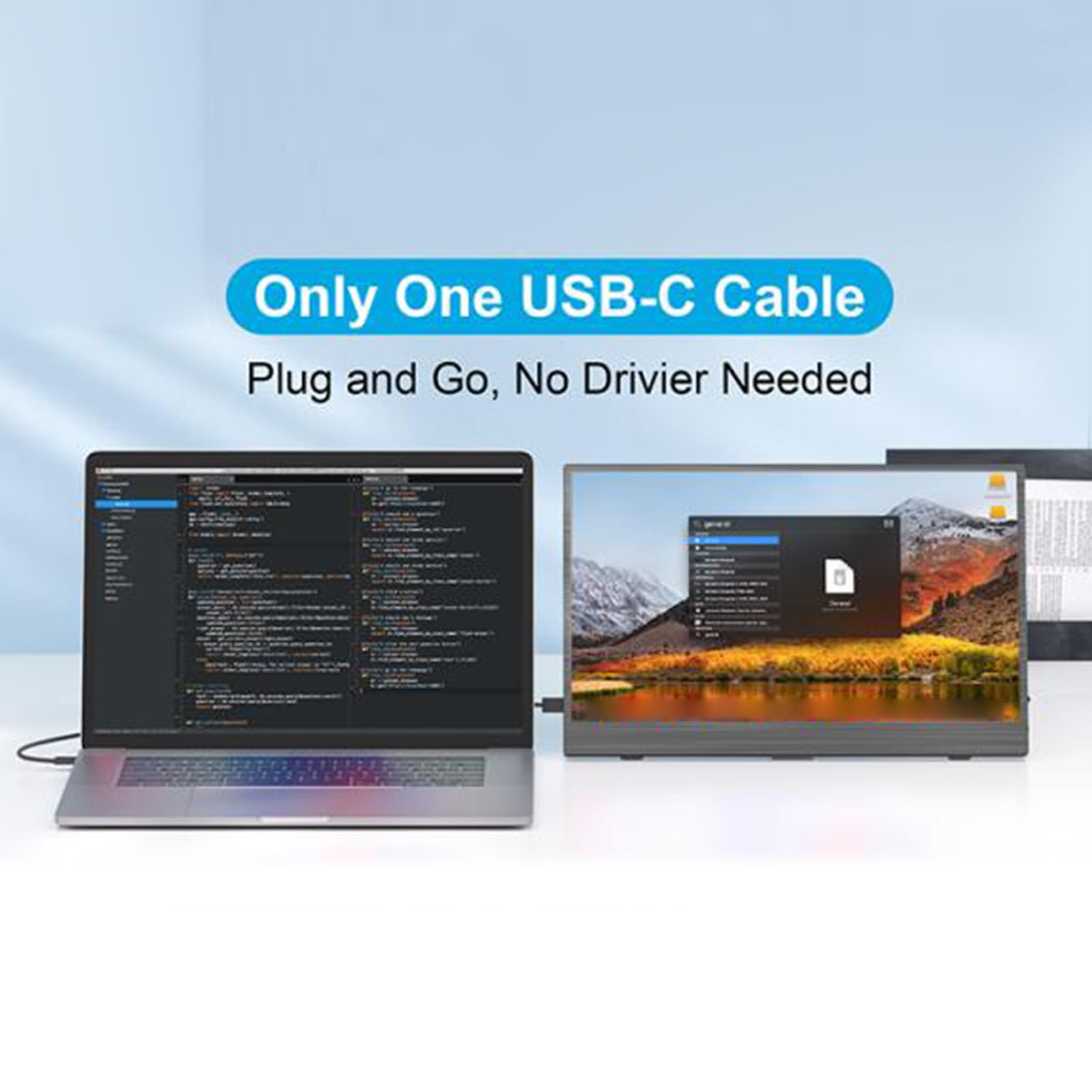 13.3 Inch Portable FHD 4K Monitor with 100% sRGB - Ultra Slim Travel External Display for Laptop, PC, Phone, Tablet & PS5 - Includes HDMI, USB-C & Power Cables - Perfect for Gaming, Work & Entertainment On-The-Go