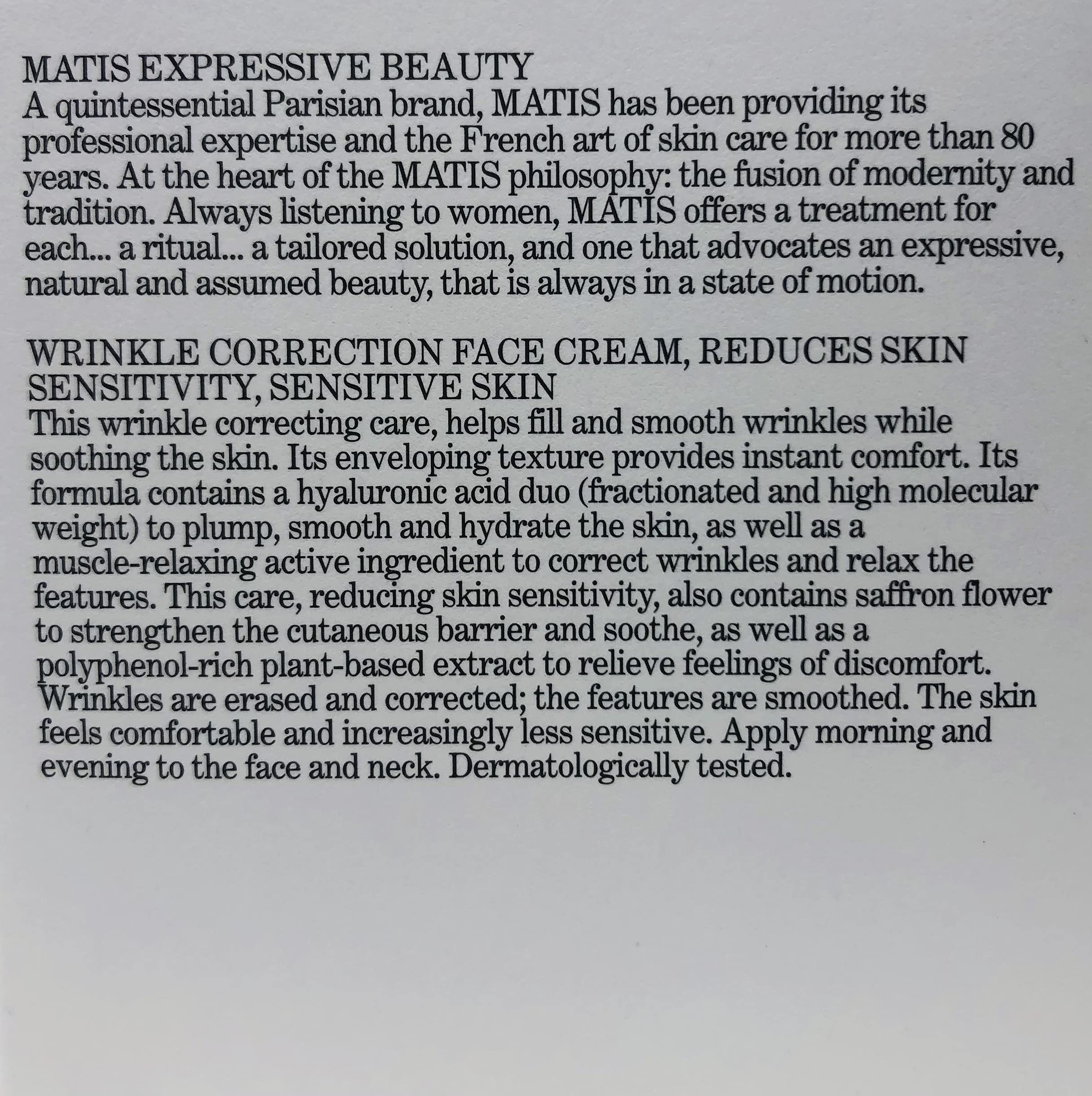MATIS PARIS Response Delicate Sensi Anti-Aging Cream - Wrinkle Correction & Sensitive Skin Care, Reduces Skin Sensitivity for Delicate Skin | Perfect for Daily Anti-Wrinkle Routine & Soothing Irritated Skin #A0810011