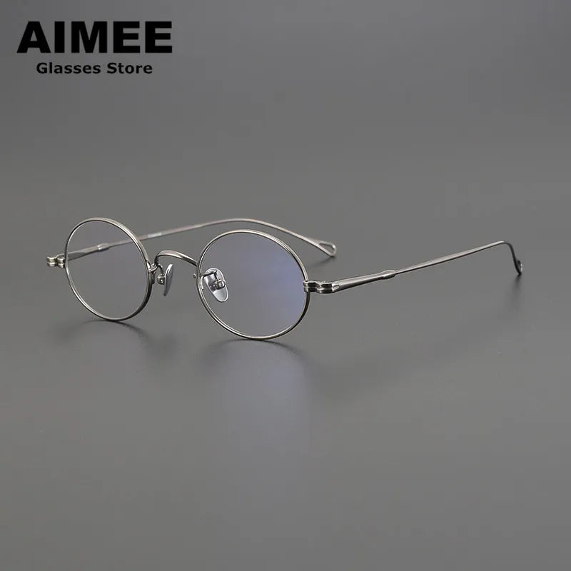 Aimee Unisex Full Rim Small Oval Round Titanium Eyeglasses Frame 85001 - Lightweight & Durable Eyewear for Men & Women - Perfect for Reading, Work, and Everyday Use