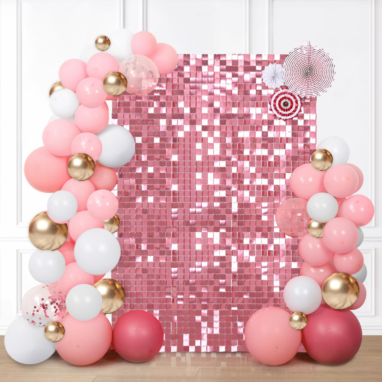 12 Pack Pink Sequin Wall Panels - Glitter Backdrop for Wedding, Bridal Shower, Birthday Party & Home Decor | Shimmer Wall Decoration for Events, Advertising Signs & Photo Booth Backgrounds