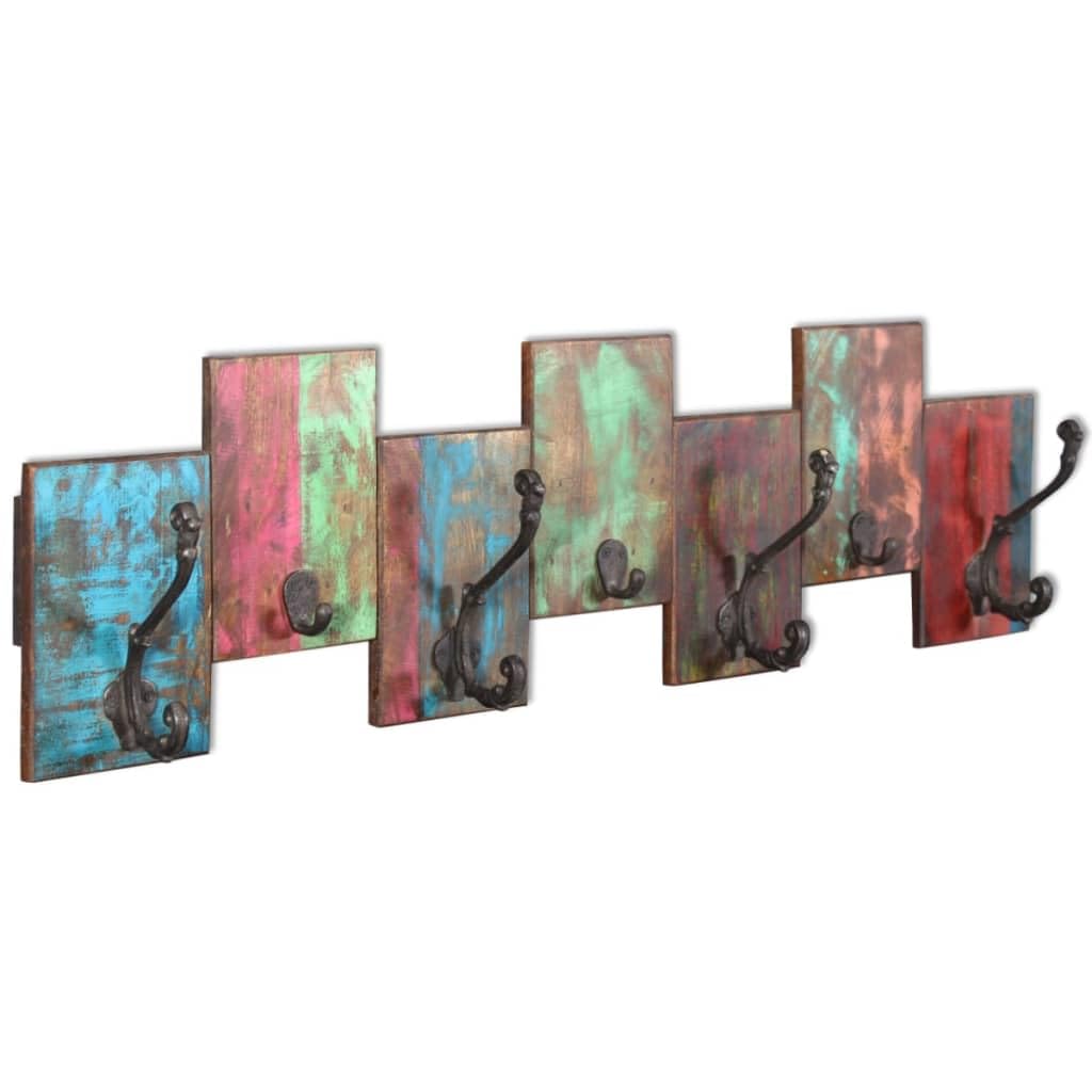 vidaXL Solid Reclaimed Wood Coat Rack - Handcrafted Wall Hooks for Clothes, Hats & Bags | 30.7 x 9 Inches | Entryway Organizer, Bedroom Decor & Hallway Storage Solution