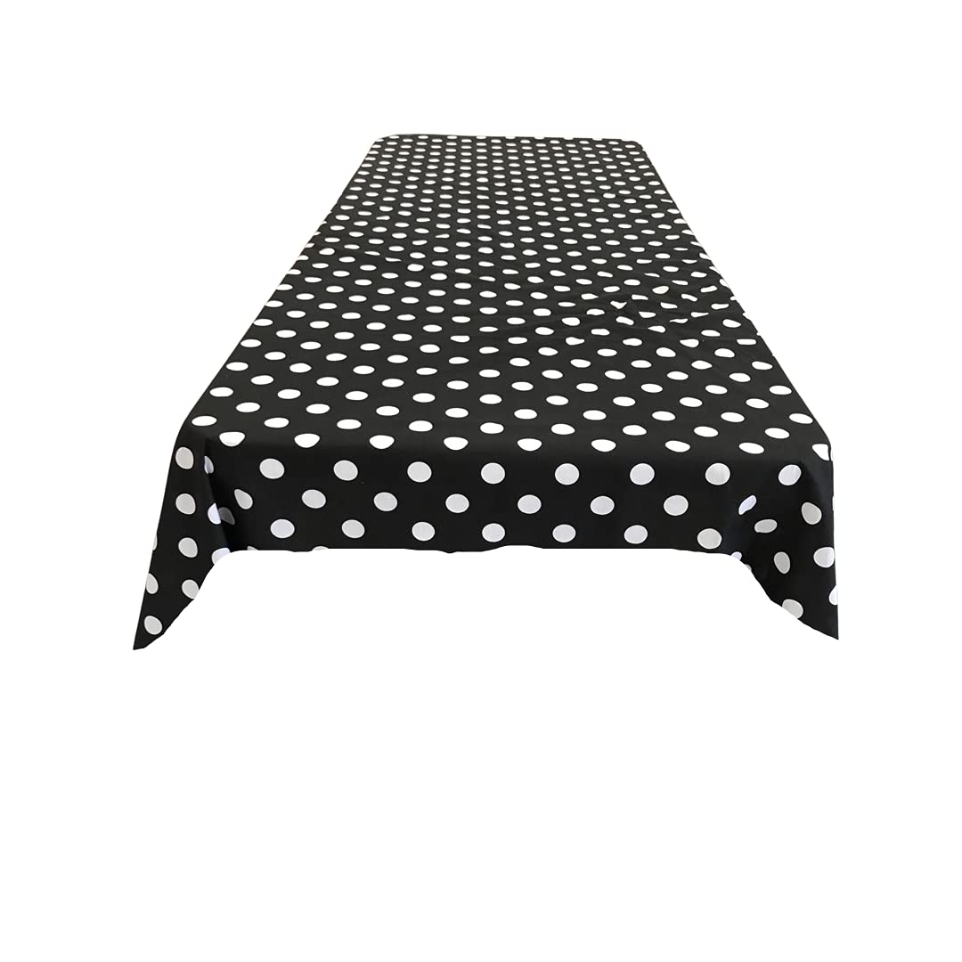 Black & White Polka Dot Cotton Tablecloth 59x108