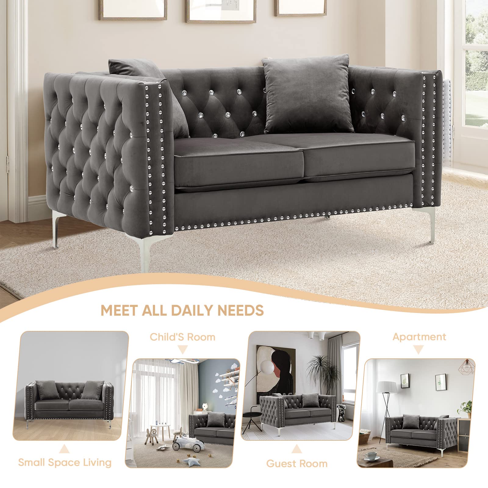 Luxury Velvet Loveseat Sofa 59.4