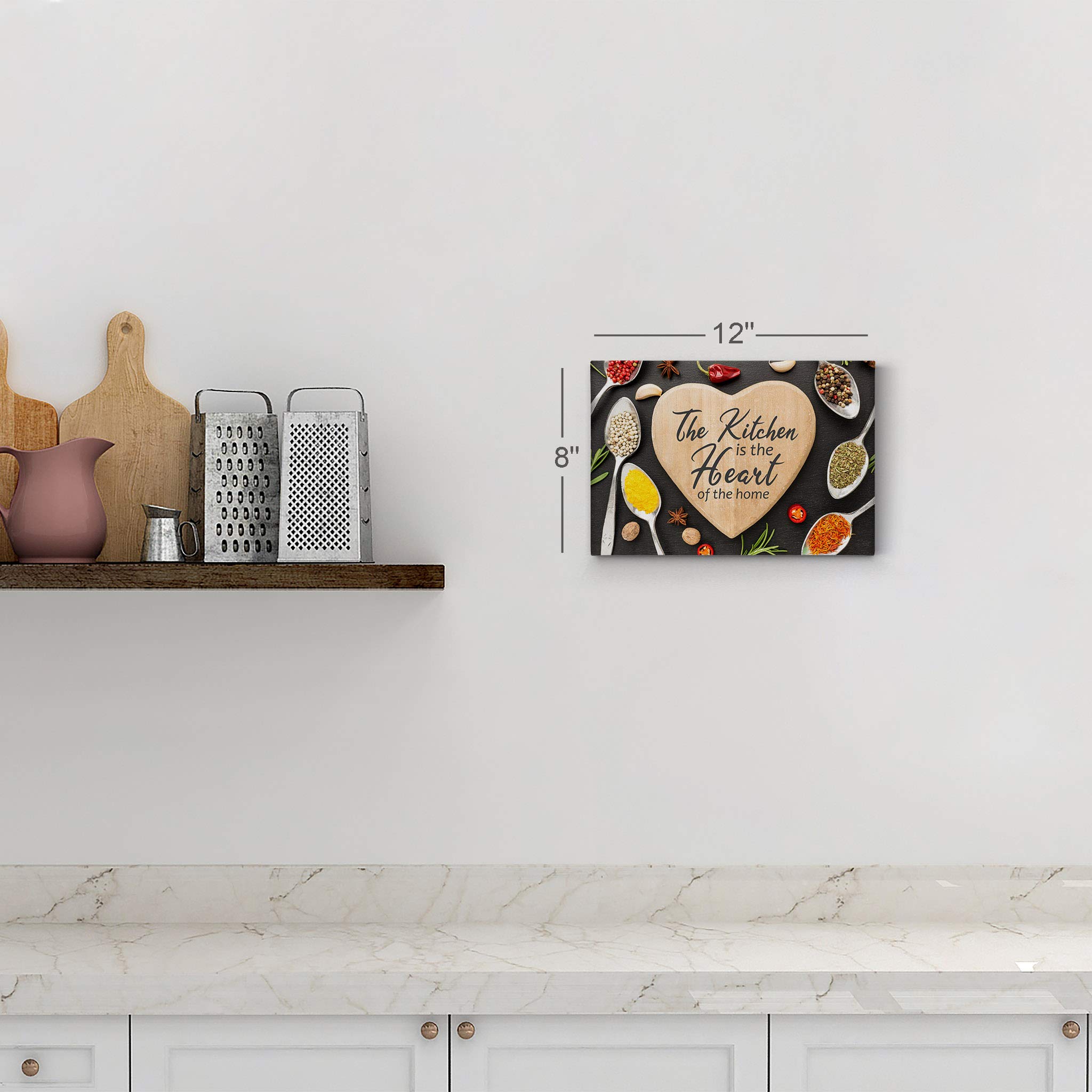 Smile Art Design 'The Kitchen is the Heart of the Home' Quote Canvas Wall Art Print - 24x36 Inch Modern Farmhouse Decor for Kitchen, Dining Room, Restaurant & Cafe - Perfect Housewarming Gift (Ready to Hang) - Ideal for Home Decor, Wedding Gifts & Interior Design Projects