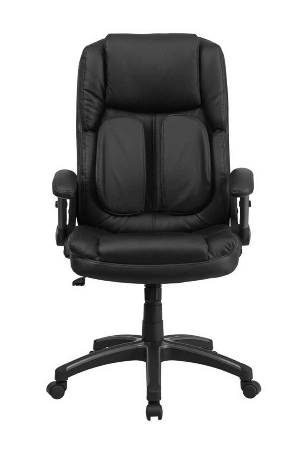 FLASH Hansel Extreme Comfort High Back Black LeatherSoft Executive Swivel Ergonomic Office Chair with Flip Up Arms - Premium Home & Office Seating for Long Work Hours