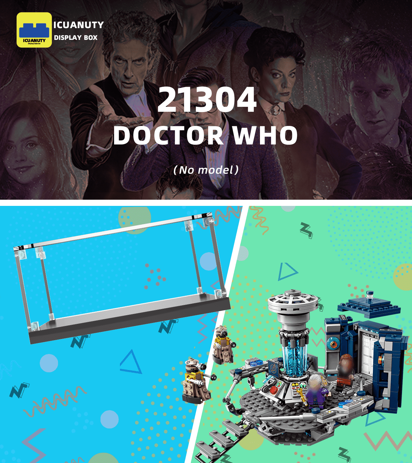 LEGO Ideas Doctor Who 21304 Display Case - Clear Acrylic Showcase for Collectible LEGO Sets - Perfect for Home Decor, Office Display & Gift Giving