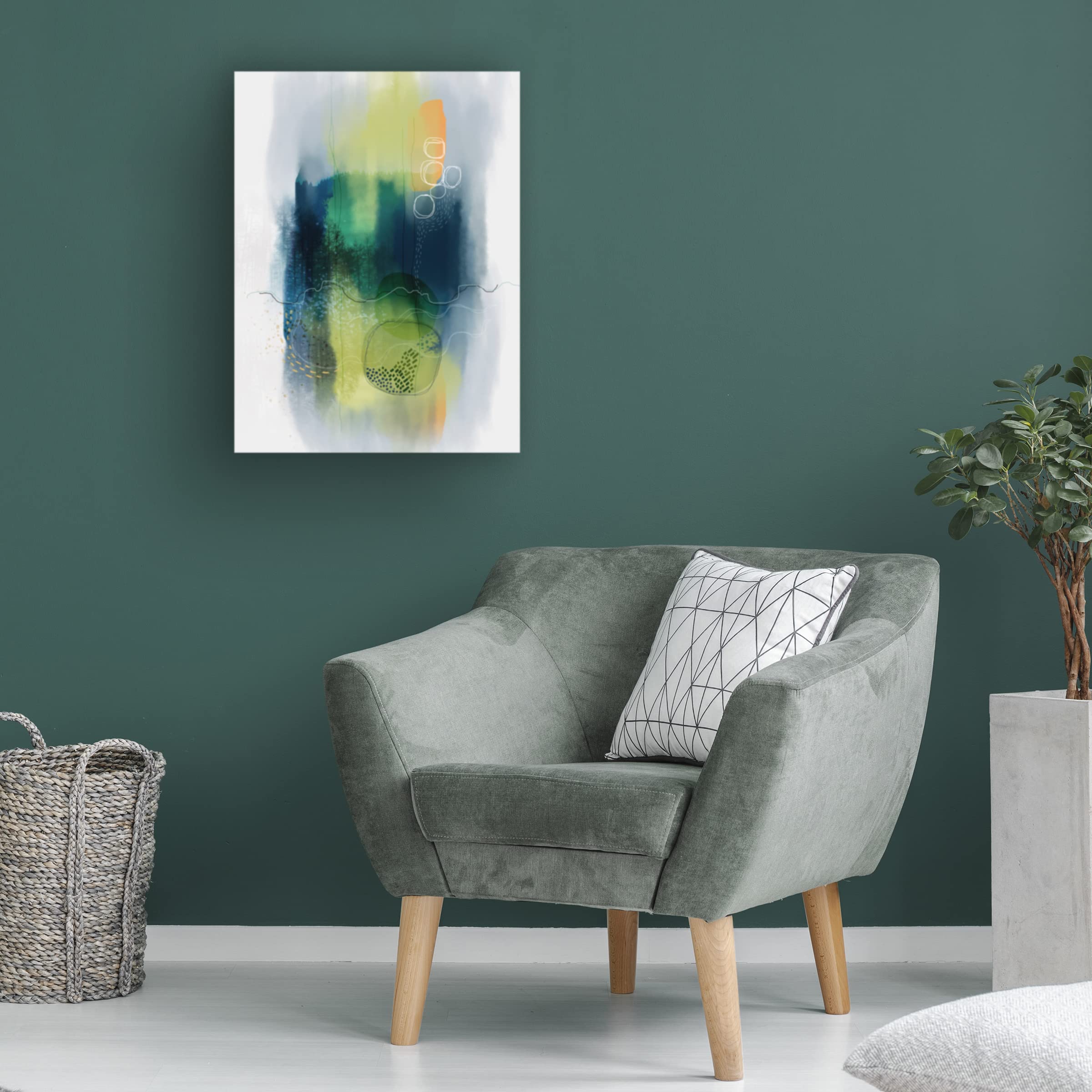 Misty Mountain Lake Canvas Art Print by Ishita Banerjee - Landscape Wall Decor for Living Room, Bedroom & Office - Premium Trademark Fine Art Collection