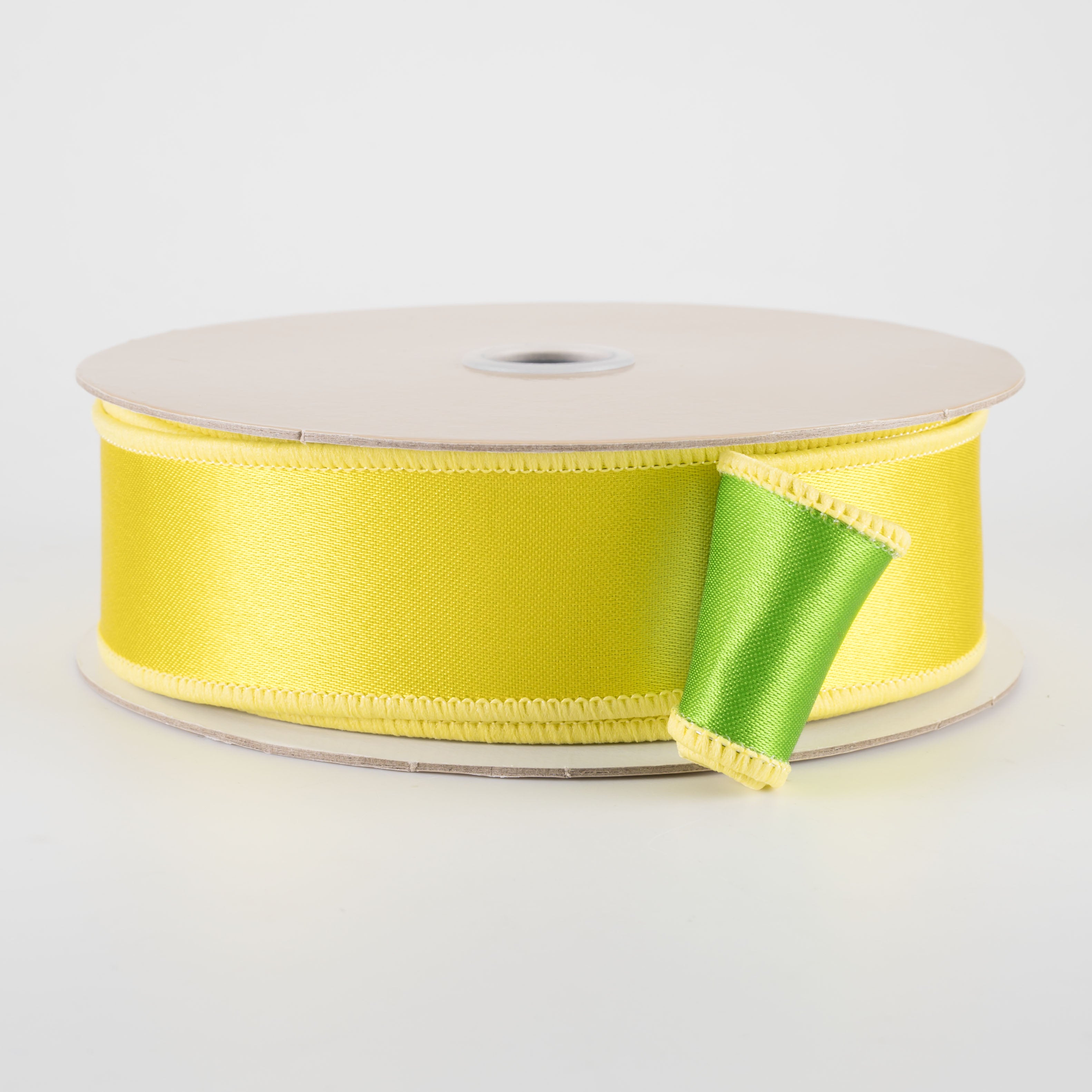 1.5 Inch Double Sided Fused Satin Ribbon - Yellow & Fresh Green (10 Yards) for Gift Wrapping, DIY Crafts, Hair Bows, Wedding Decorations and Party Favors