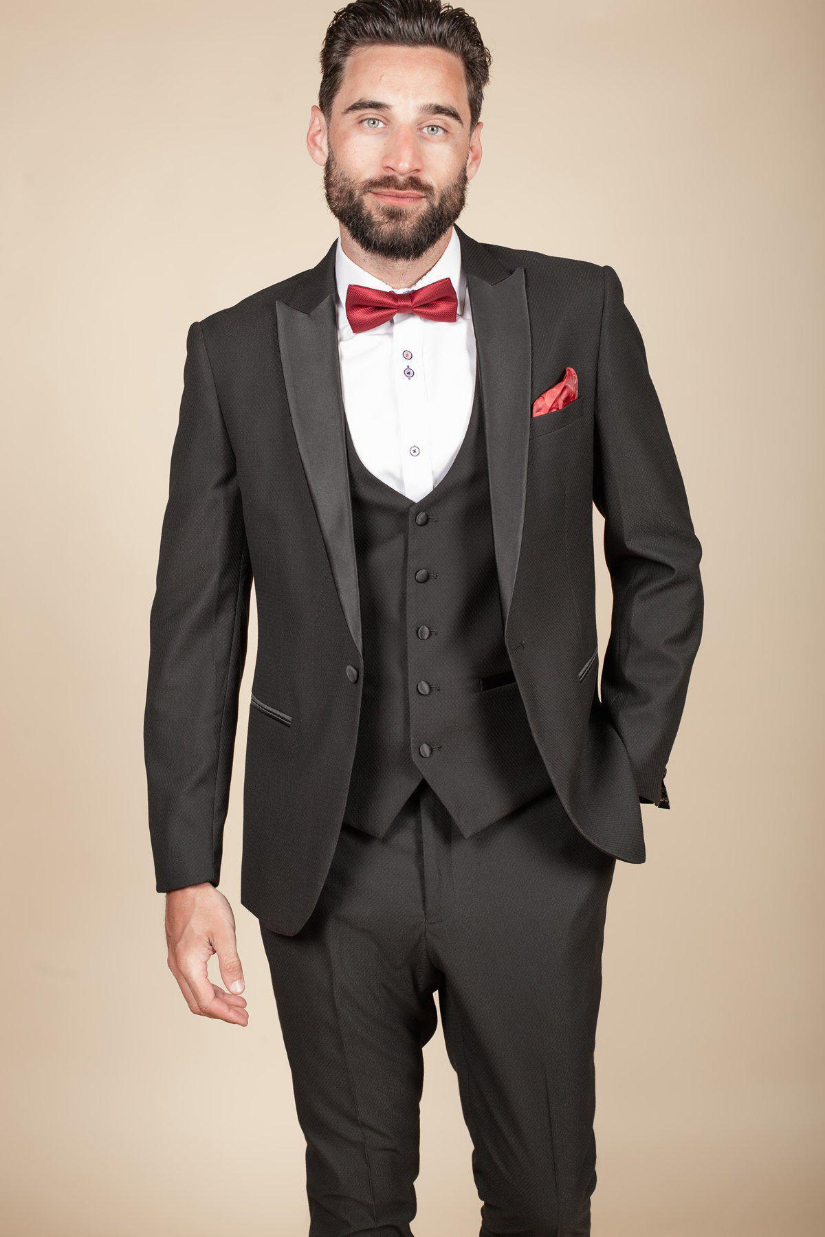 Everton FC Jarrad Branthwaite DALTON Black Tuxedo Suit with Diamond Lapel Pin - Perfect for Weddings, Prom & Formal Events