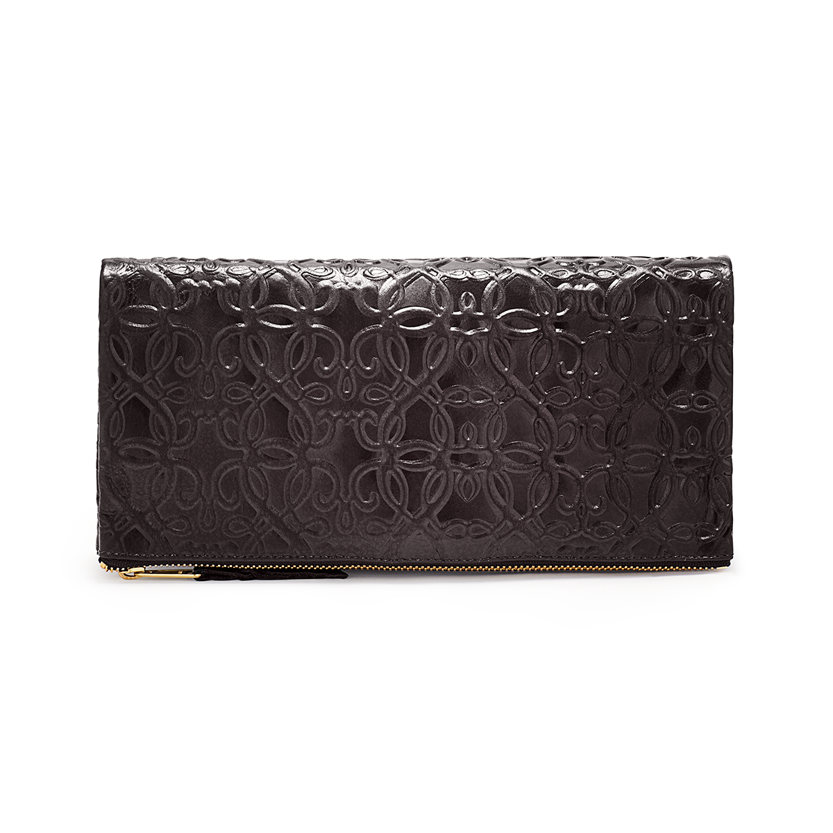 Elegant Black Fold Over Leather Clutch for Women - Perfect for Evening Parties, Weddings & Special Occasions