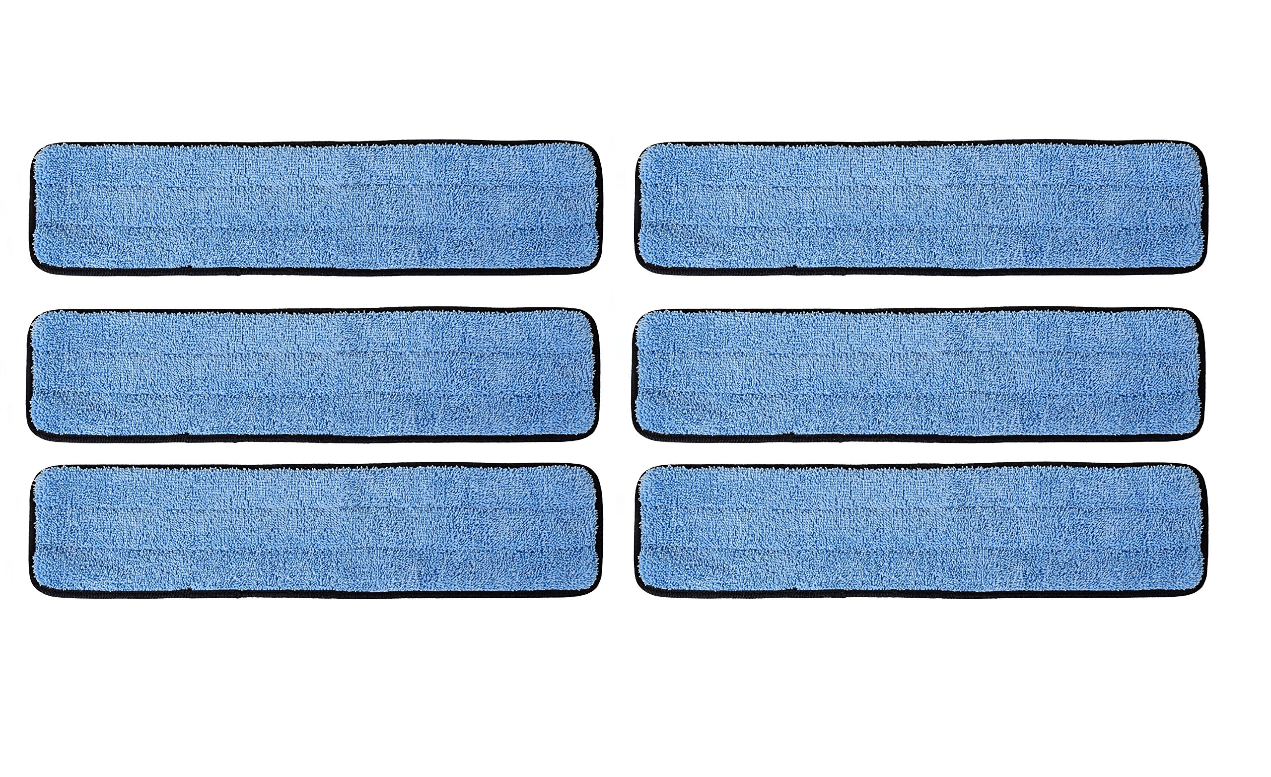 18 Inch Microfiber Wet and Dust Mop Refill Pads - 6 Pack Replacement Pads for Flat Mop Frames - Ultra Absorbent & Reusable for Hardwood Floors, Tile & Laminate Cleaning