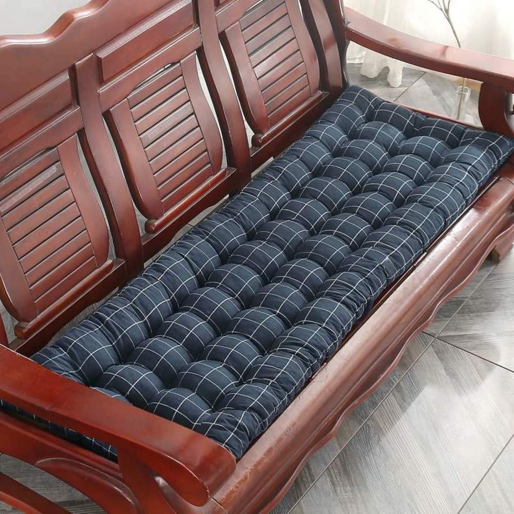 Premium Thick Bench Cushions with Ties - 48x120x8cm (19x47x3inch) Indoor & Outdoor Waterproof Seat Pad for Rocking Chairs, Dining Chairs, Garden Furniture - Comfortable Blue Cushion for Patio, Deck, and Porch Relaxation