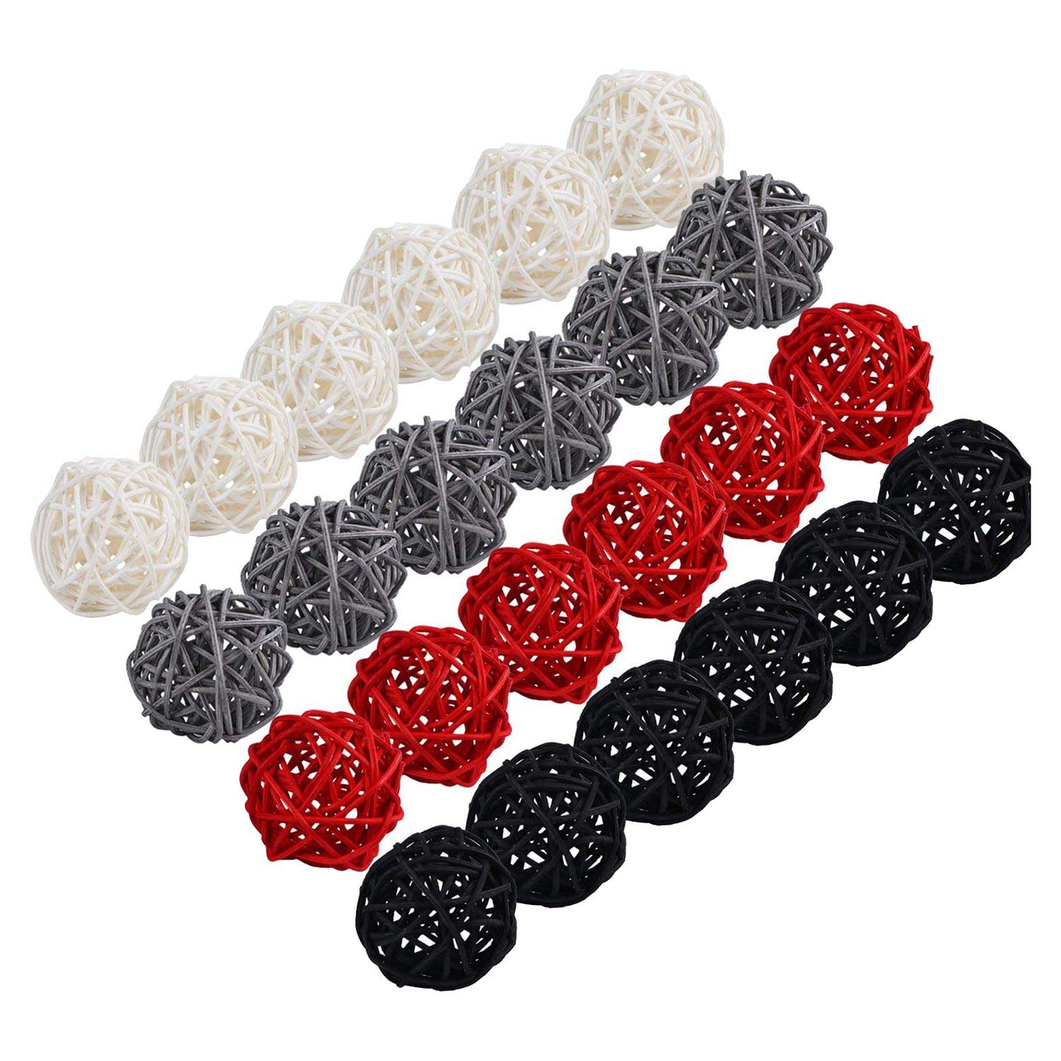 2 Inch Rattan Balls - Decorative DIY Filler Ornaments for Wedding Table Decor (Black, Red, White) | Perfect for Centerpieces, Party Decorations & Home Crafts