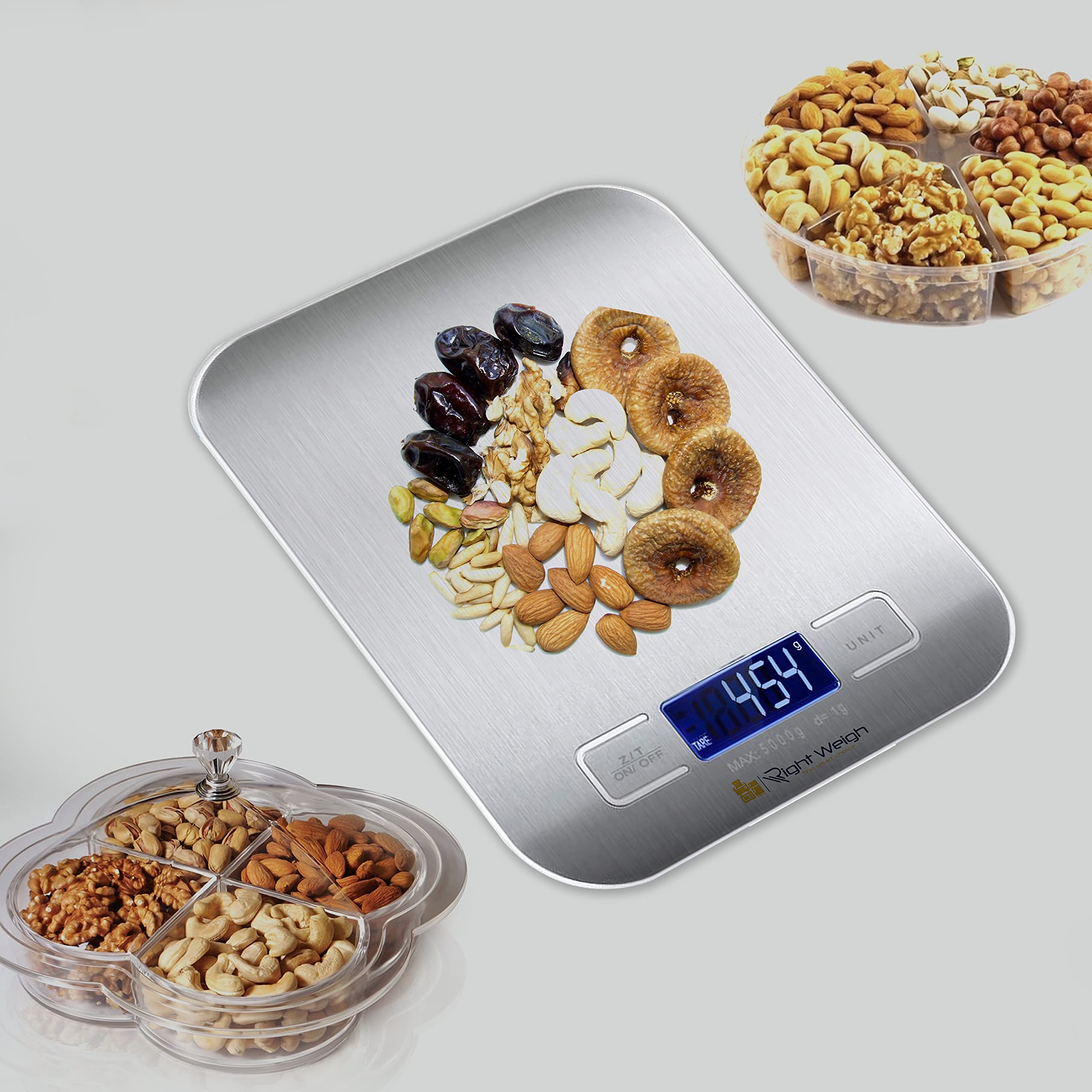 Digital Kitchen Scale - Battery Operated, Highly Accurate Stainless Steel Food Scale with Tare Function - Measures in Grams & Ounces (11lb Capacity) - Perfect for Weight Loss, Baking, Cooking, and Meal Prep