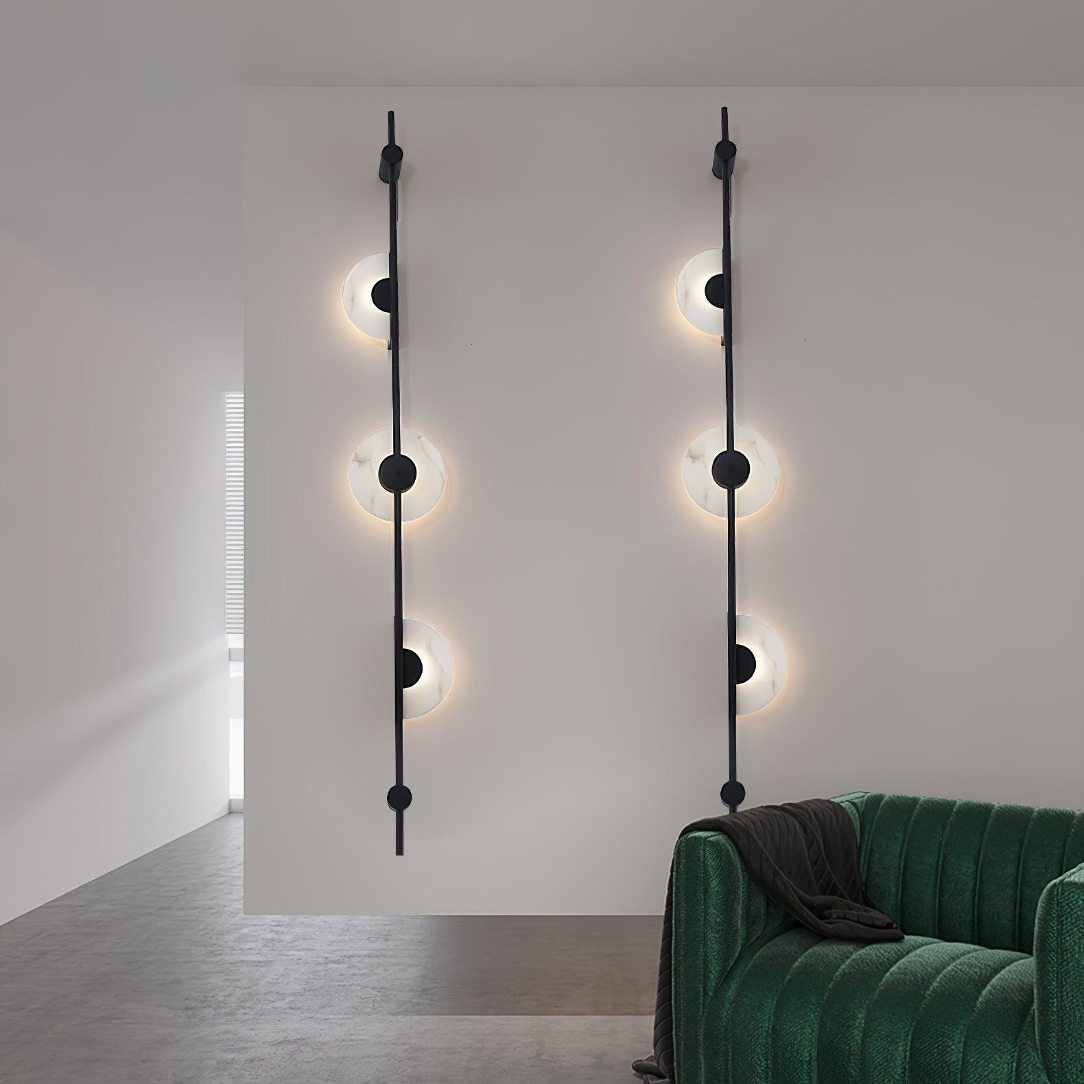 Alabaster Vertical Plug-in Wall Sconce - Modern Plug in Wall Light Fixture for Bedroom, Living Room & Hallway Lighting Decor