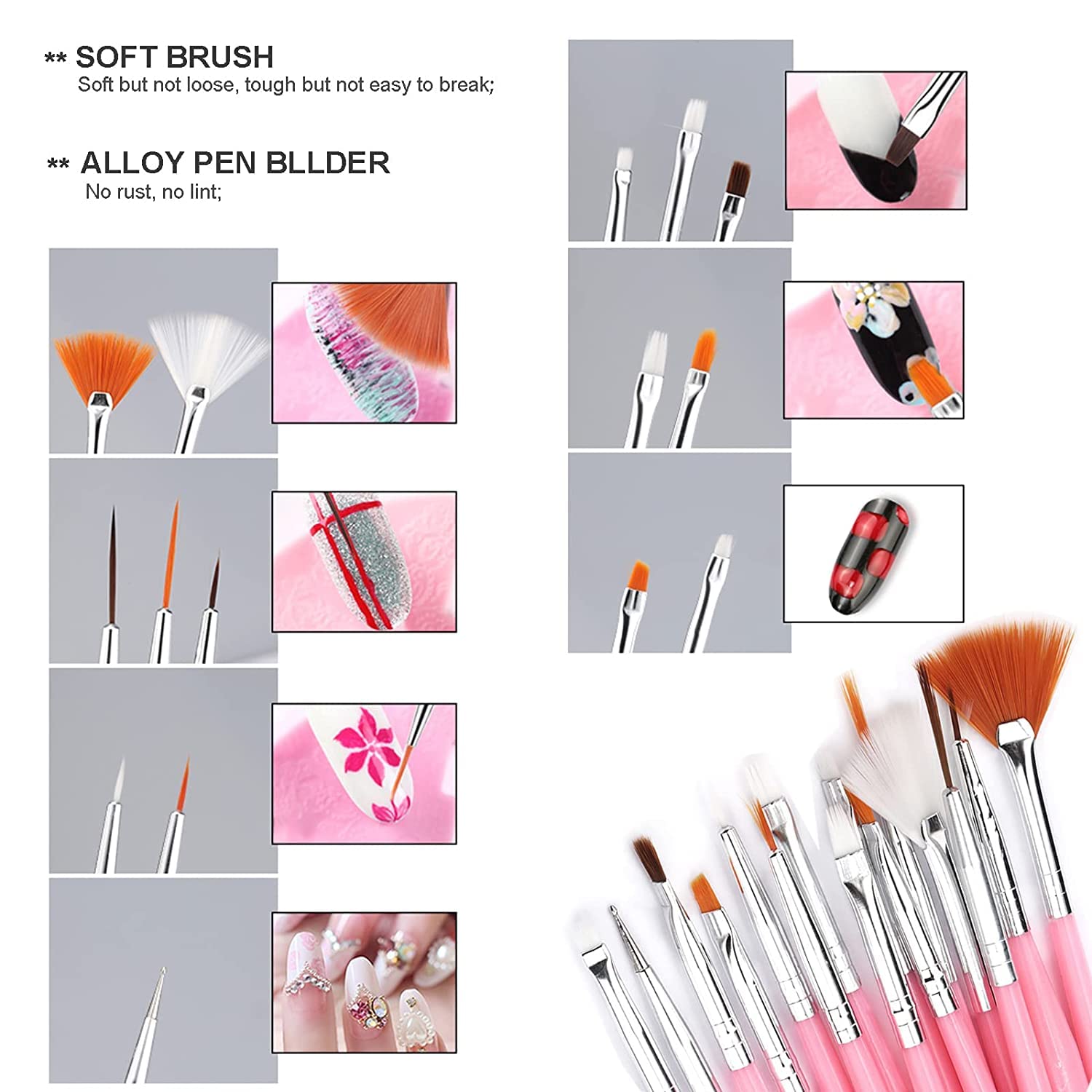 21 PCS Professional Nail Art Brushes Set with Gold Palette & Dotting Tools - Complete DIY Manicure Kit for Women - Perfect for Home Salon, Nail Design, and Professional Nail Art Decoration