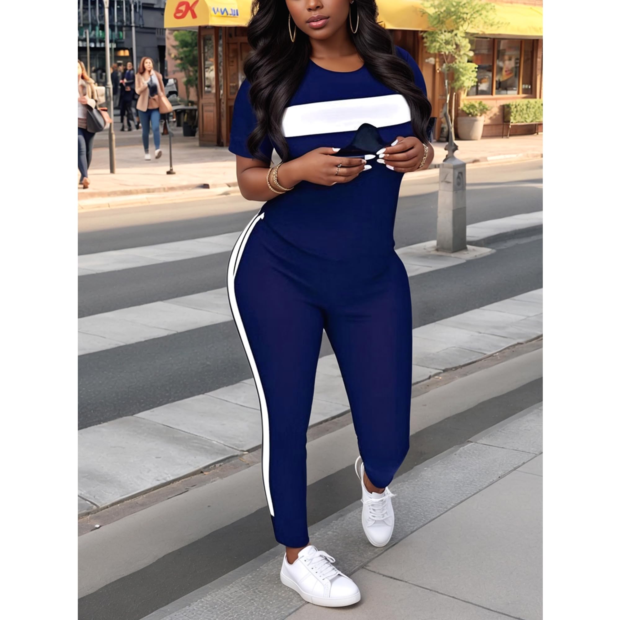 Remxi Women's 2-Piece Workout Sets - Jogging Sweat Suits with Tops & Long Sweatpants | Gym, Yoga, Running & Lounge Wear