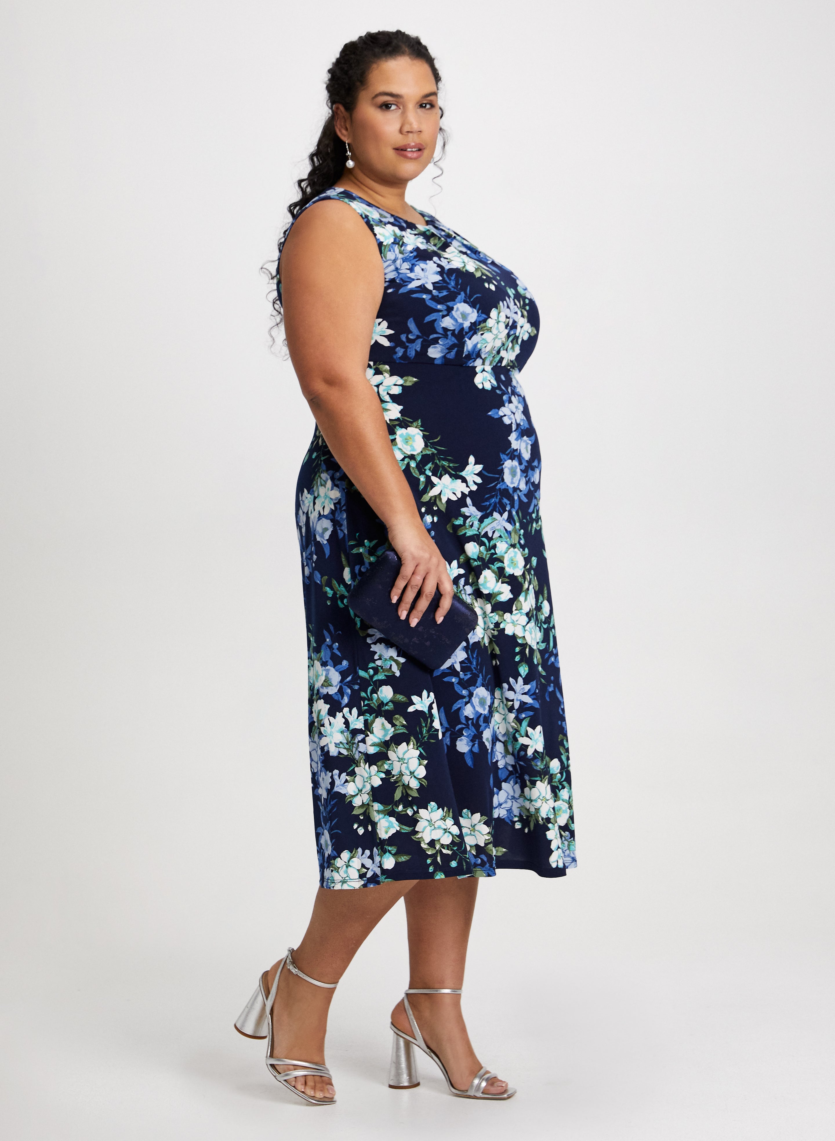 Elegant Floral Print Empire Waist Summer Dress for Women - Perfect for Garden Parties, Weddings & Beach Vacations