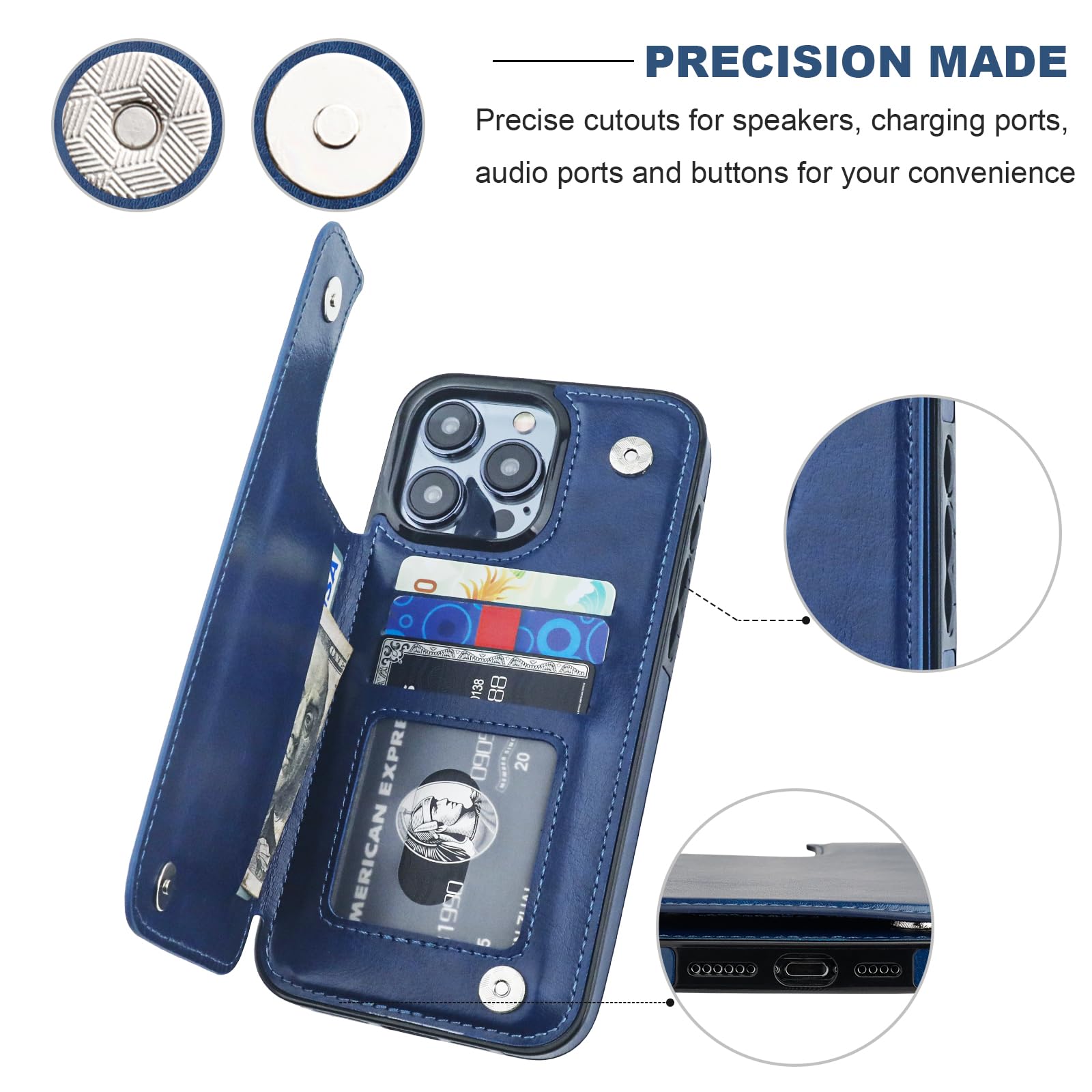 Premium PU Leather iPhone 15 Pro Max Wallet Case (6.7