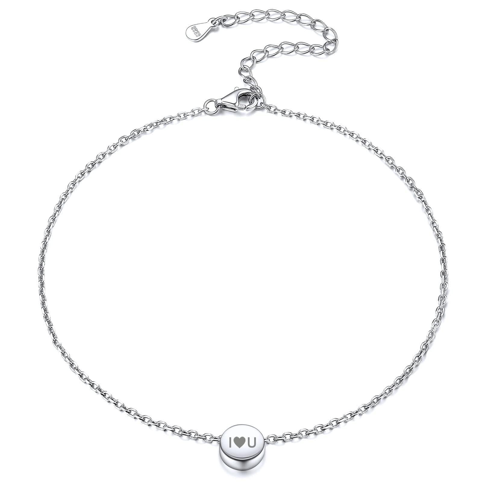 Personalized 925 Sterling Silver Tiny Heart Moon Star Sun Dot Triangle Anklets - Dainty Foot Jewelry for Women in Silver Gold Rose Gold (with Gift Box) - Perfect for Everyday Wear, Gifts & Special Occasions