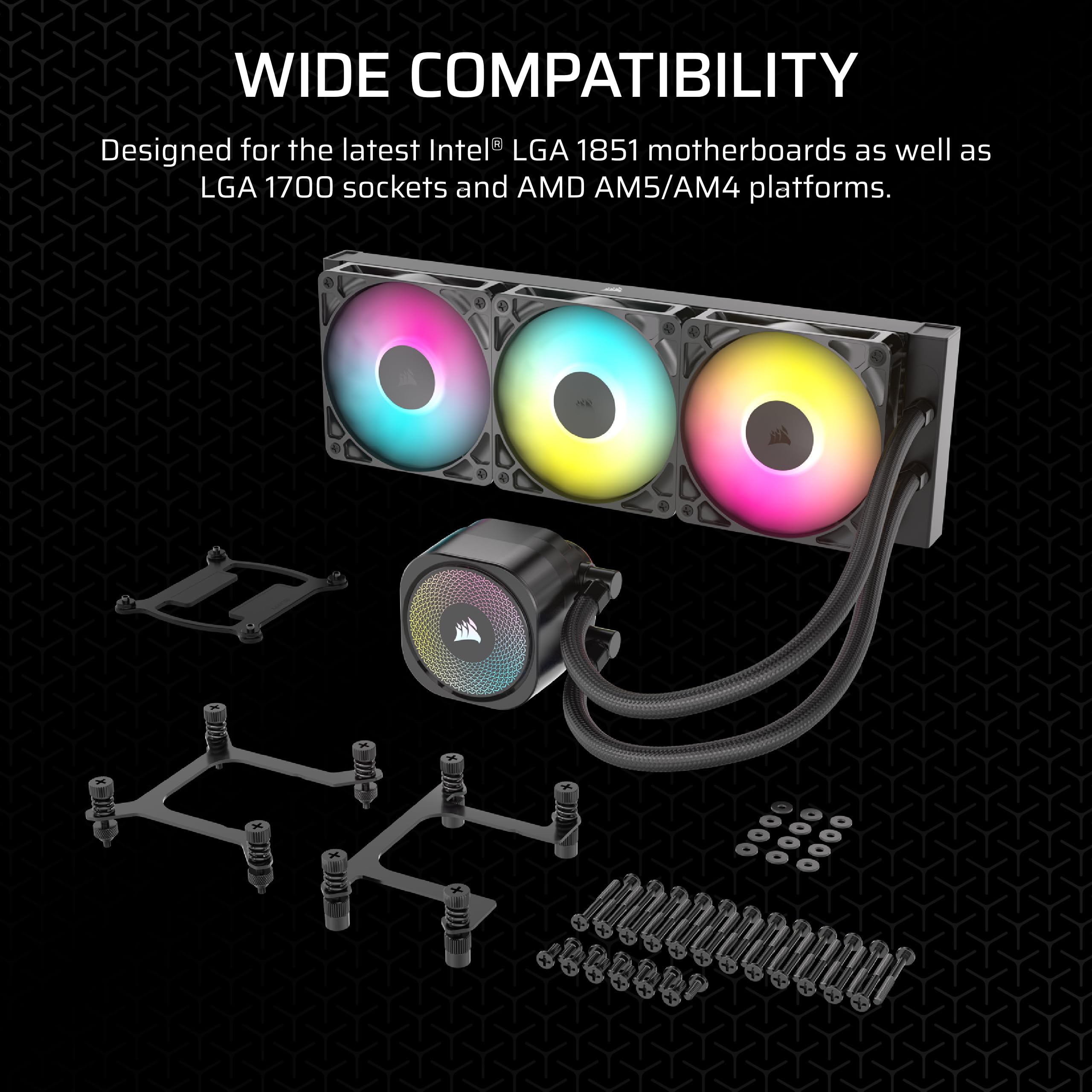 CORSAIR Nautilus 360 RS ARGB Liquid CPU Cooler - 360mm AIO RGB Water Cooling System with 3x RS120 ARGB Fans - Quiet Performance for Intel LGA 1851/1700 & AMD AM5/AM4 - Perfect for Gaming PCs, Workstations, and High-Performance Computing