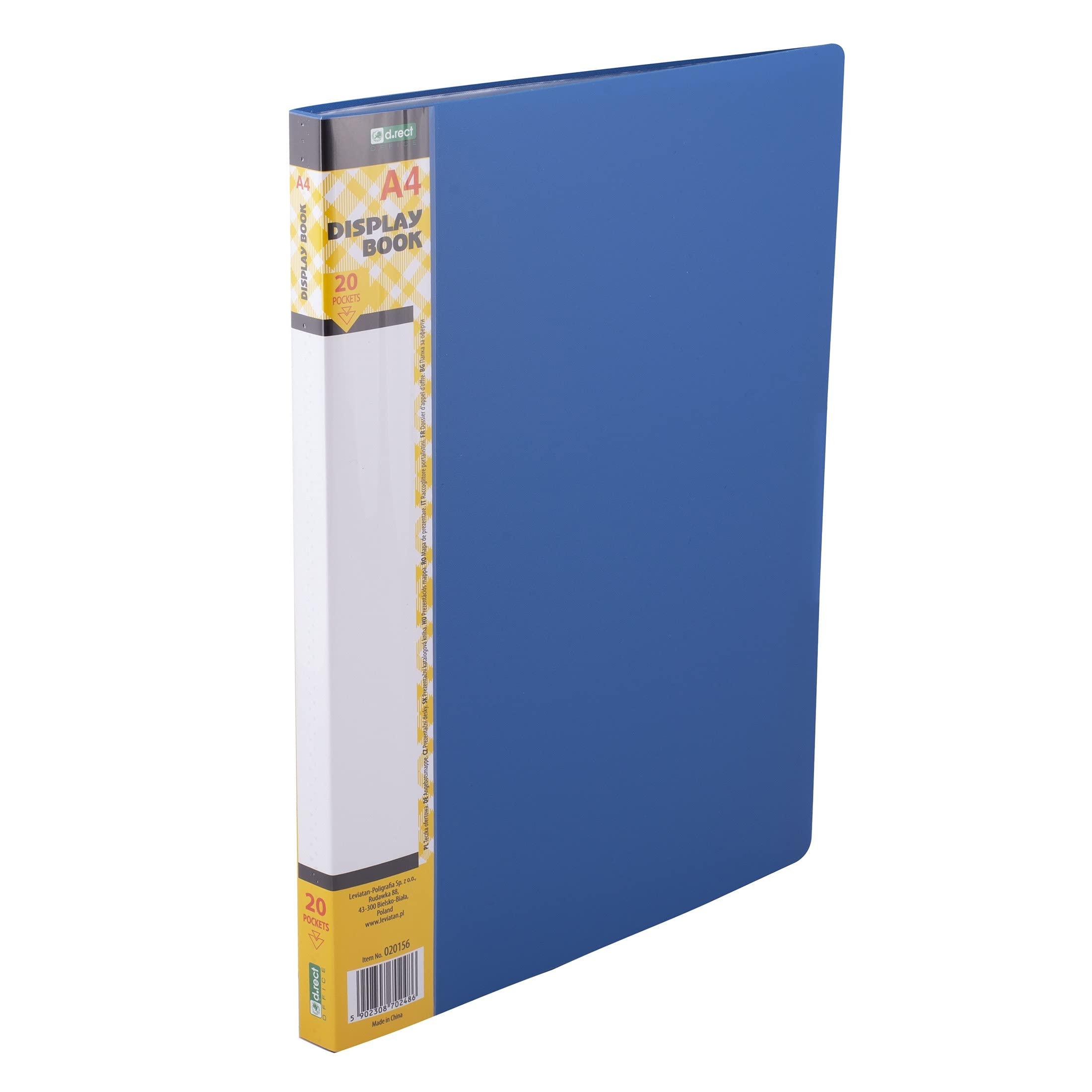 D.RECT A4 Display Book with 20 Pockets - Premium PP Presentation Folder for Business, School & Office - Blue Sales Binder for Documents, Reports & Portfolio Organization