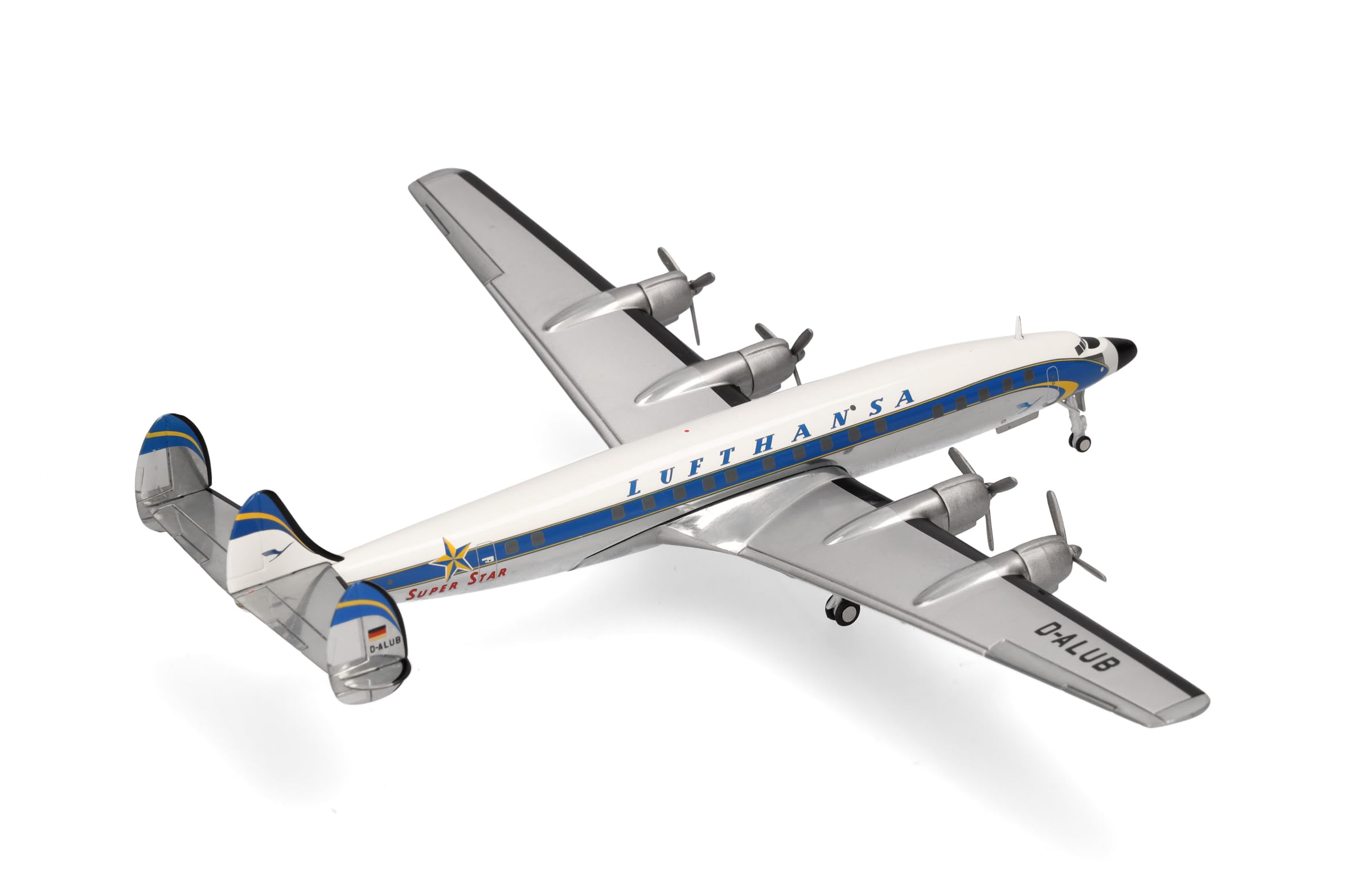 Herpa Avion Miniature Lufthansa Lockheed L-1649A Super Star Diecast Model - 1:200 Scale, Collector's Item, Metal Construction, White Color - Perfect for Aviation Enthusiasts, Display Cases, and Model Collections