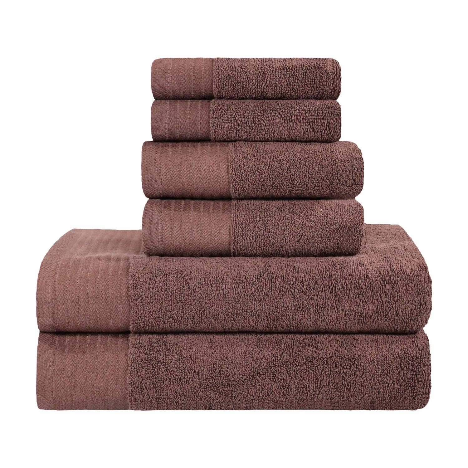 Premium 6-Piece Turkish Cotton Herringbone Bath Towel Set - Ultra Soft & Absorbent - Luxury Bath, Spa & Guest Towels for Home & Hotel Use
