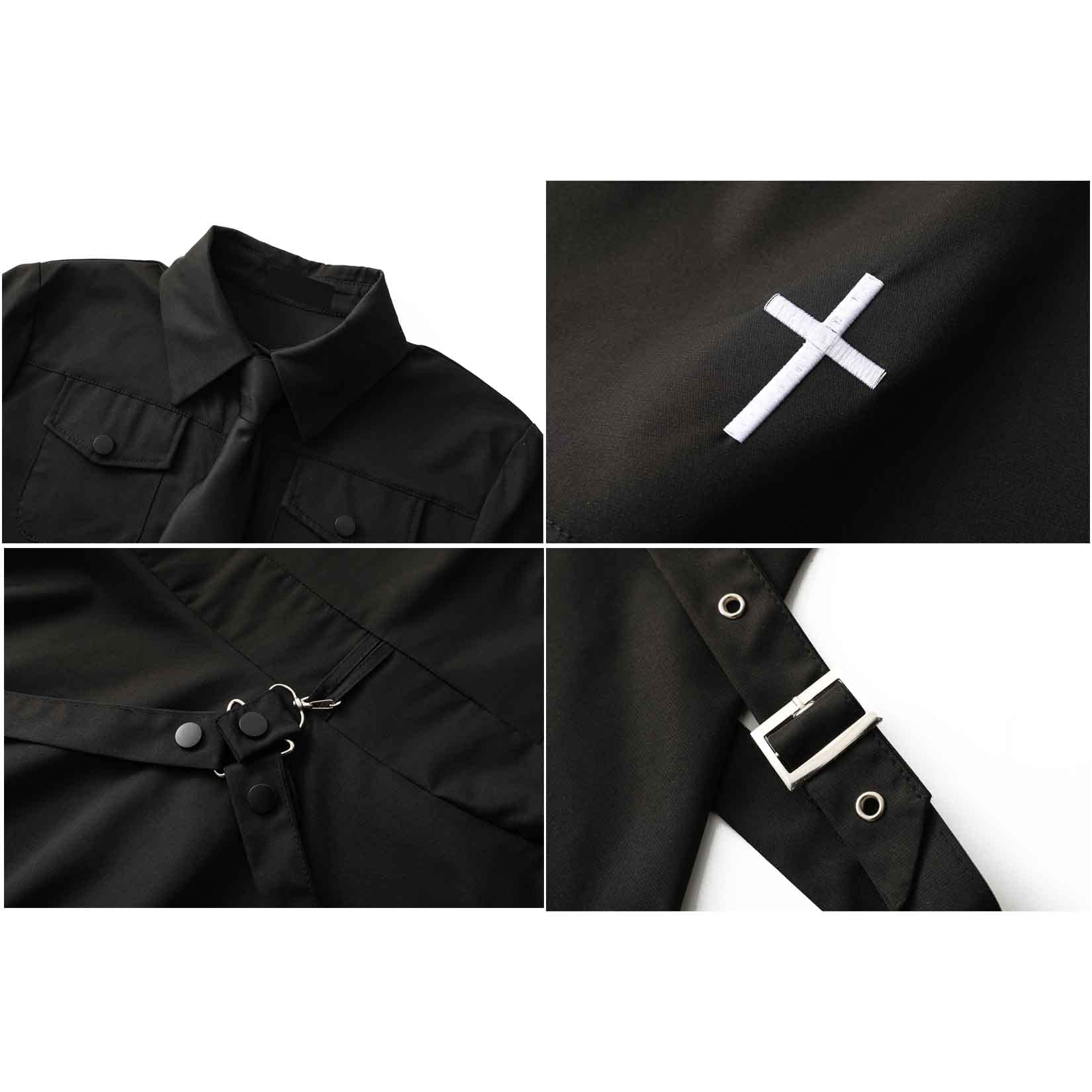 Gothic Black Summer Dress - Vintage Retro Harajuku Style Cross Tie Emo Dress for Women | Perfect for Gothic Parties, Concerts, and Alternative Fashion Lovers