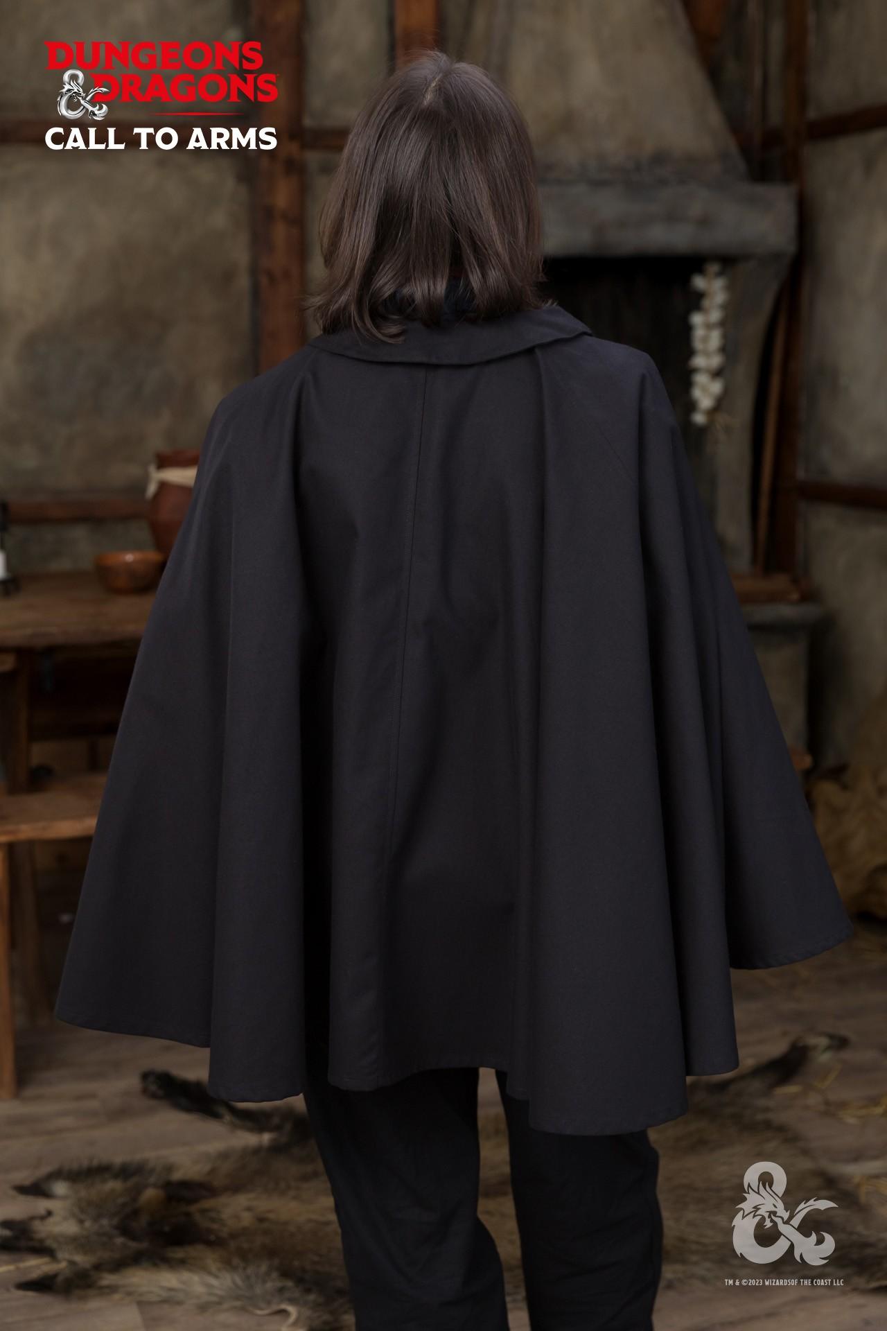 Dungeons & Dragons Bard Cape - Black Fantasy Costume Cloak for Cosplay, LARP & D&D Game Nights