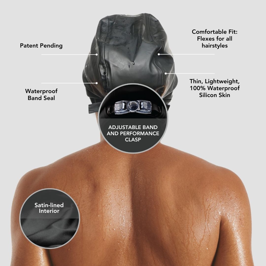Waterproof Adjustable Men's Swim Cap with Satin Lining - Hair Protection for Swimming, Surfing & Water Sports