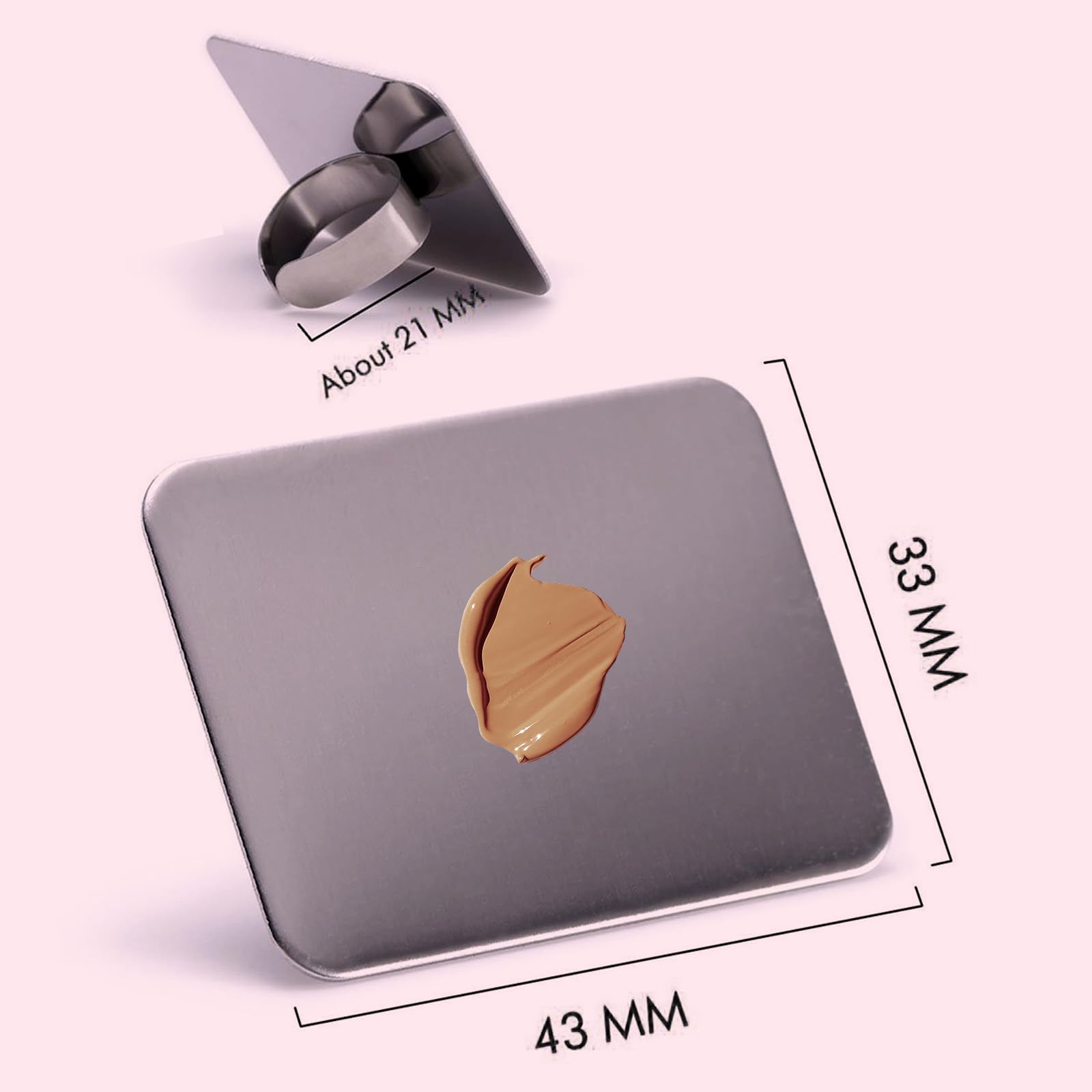 KissDate Stainless Steel Makeup Mixing Palette with Foundation Spatula - Professional Cosmetic Mixing Tray for Foundation, Concealer & Nail Art - Perfect for Makeup Artists & DIY Beauty Enthusiasts at Home or Salon