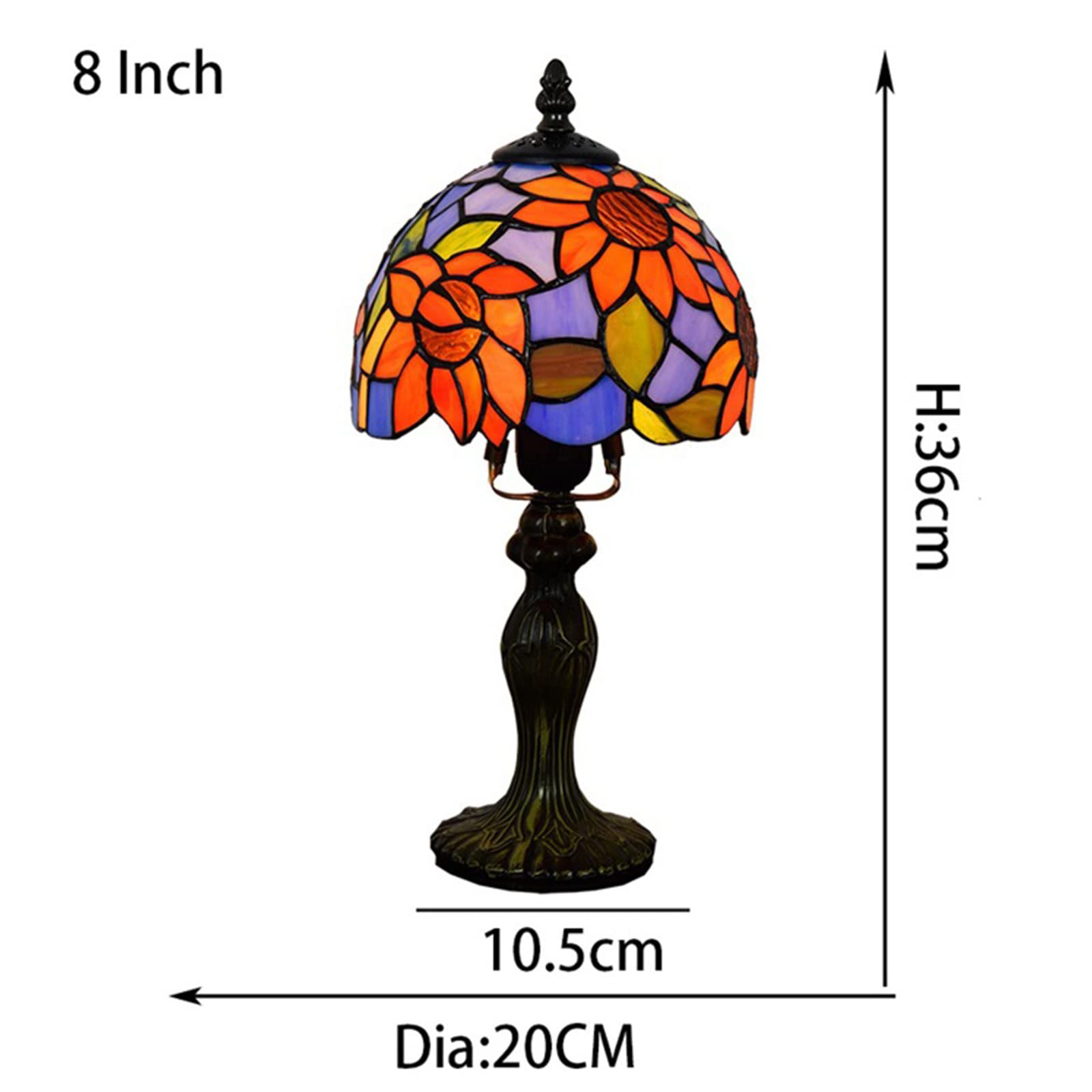 Vintage Tiffany Sunflower Table Lamp - 8 Inch Warm Light for Bedroom & Living Room