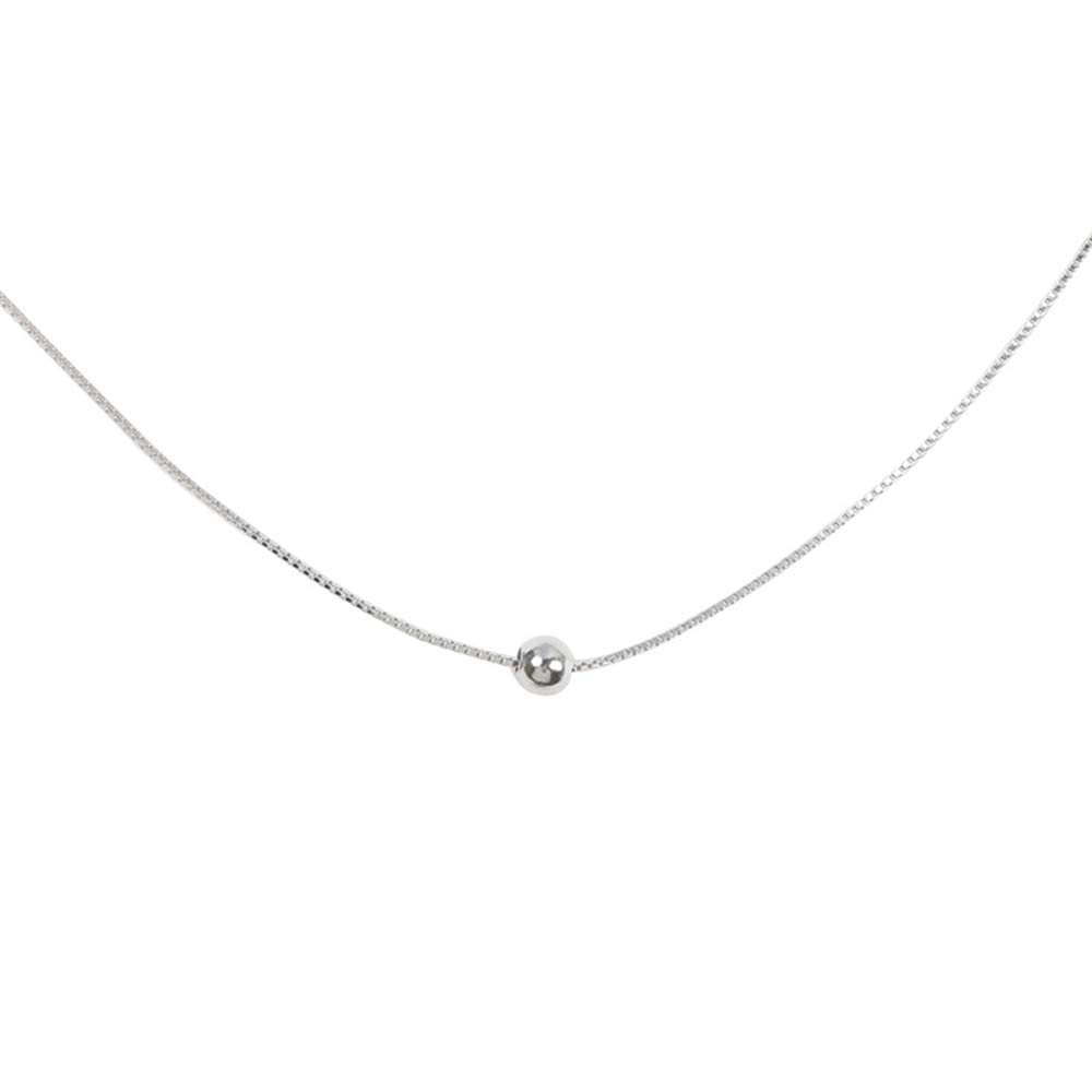 Minimalist Single Ball Choker Necklace - Sterling Silver Delicate Good Luck Bead Chain - Adjustable for Women & Girls - Perfect Gift for Birthdays, Anniversaries & Everyday Elegance