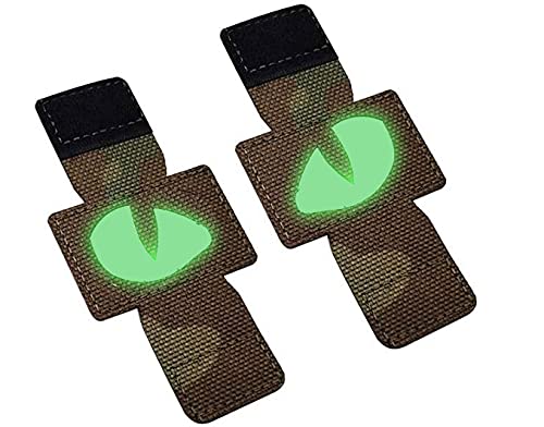 Tactical Velcro Patches - Reflective Fun Cat Eye Morale Patches (2-Pack) | Military Grade Embroidery for Backpacks, Jackets, Hats & Outdoor Gear | Perfect for Camping, Hiking & Tactical Enthusiasts (Camouflage)