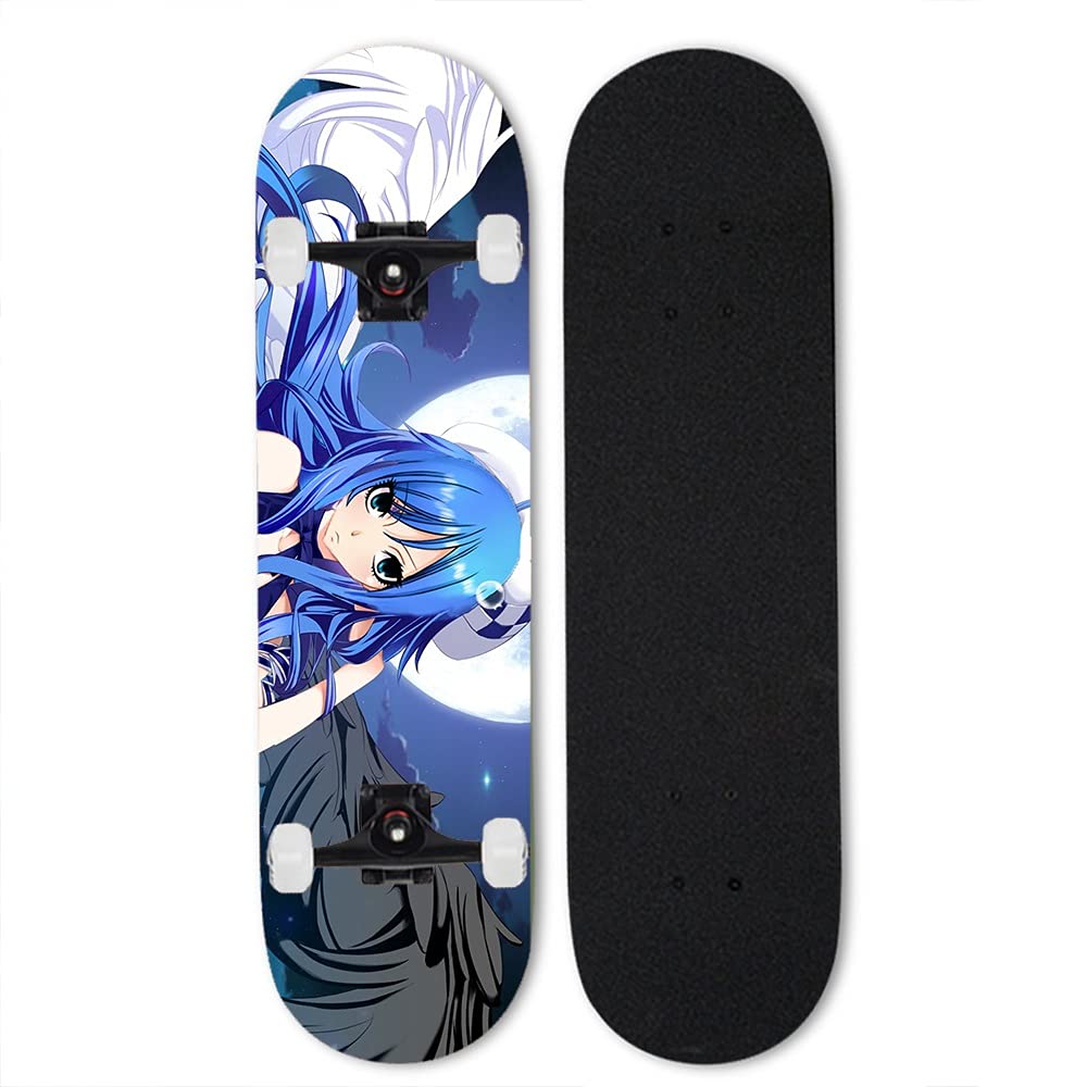 Totots Juvia Lockser Anime Skateboard - Fairy Tail Inspired Maple Wood Deck with Double Tilt & 4 Wheels - Perfect for Beginners, Street Skating & Outdoor Use